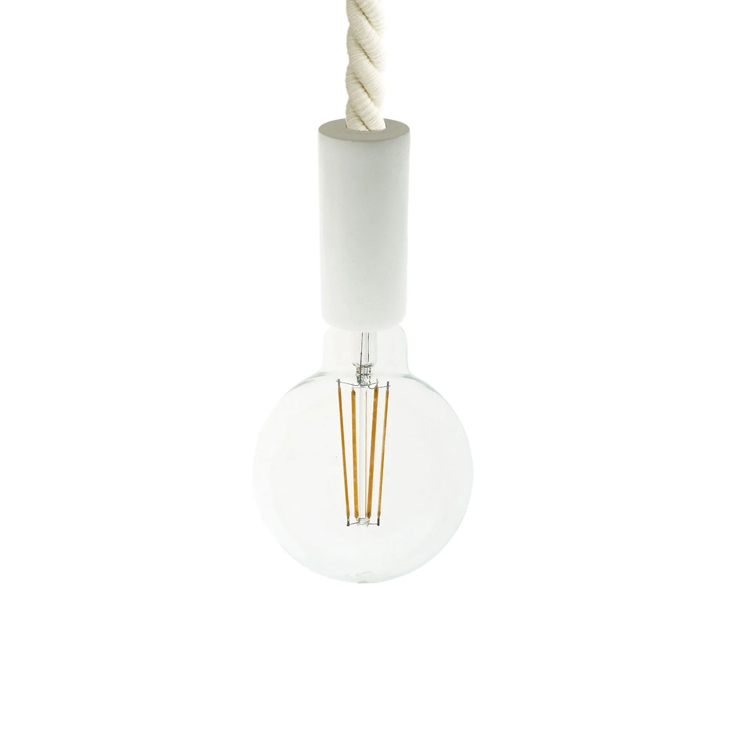 Pendant lamp complete with 2XL 24 mm nautical rope and painted wood finishes - White