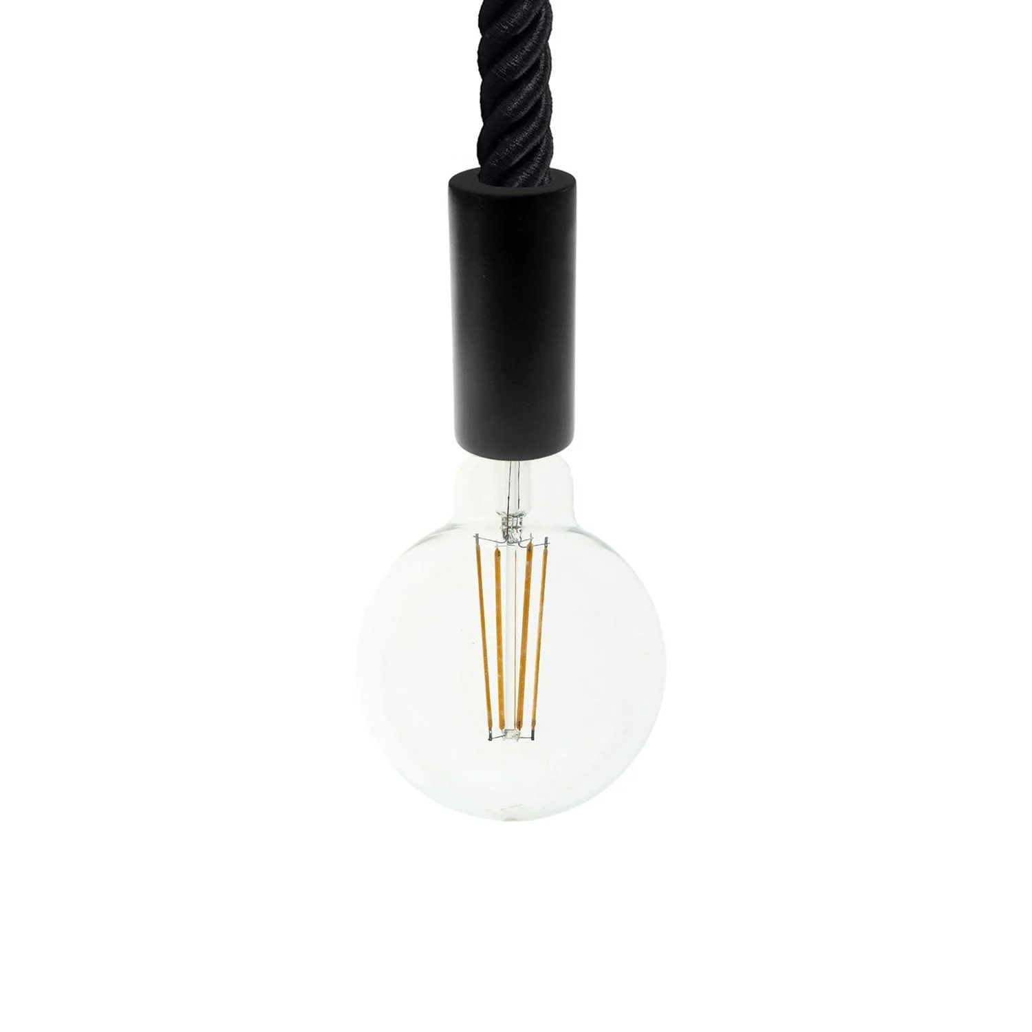 Pendant lamp complete with 3XL nautical rope 30 mm and painted wooden finishes - Black
