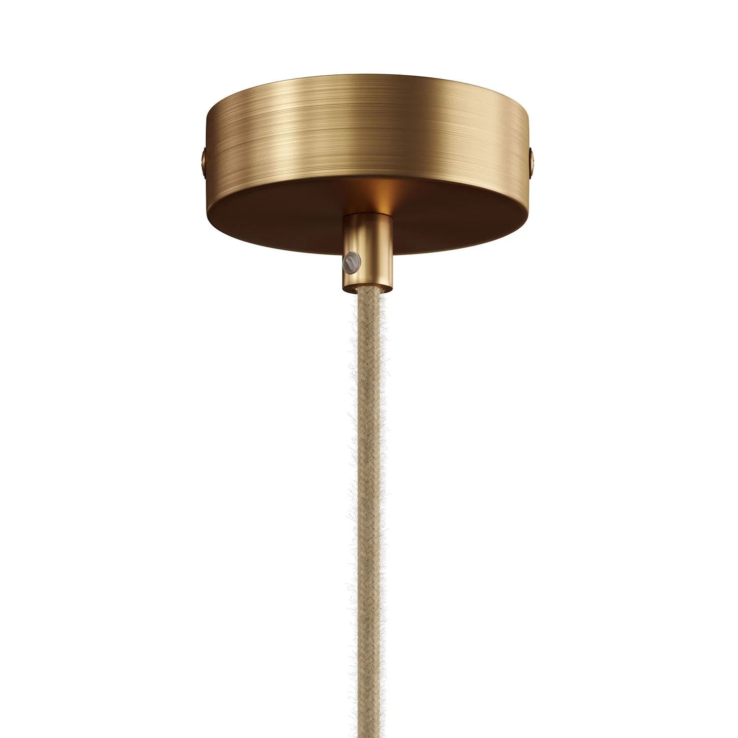 Pendant lamp complete with fabric cable and double Tub-E14 lampshade in wood and metal - Satin bronze - Image 2