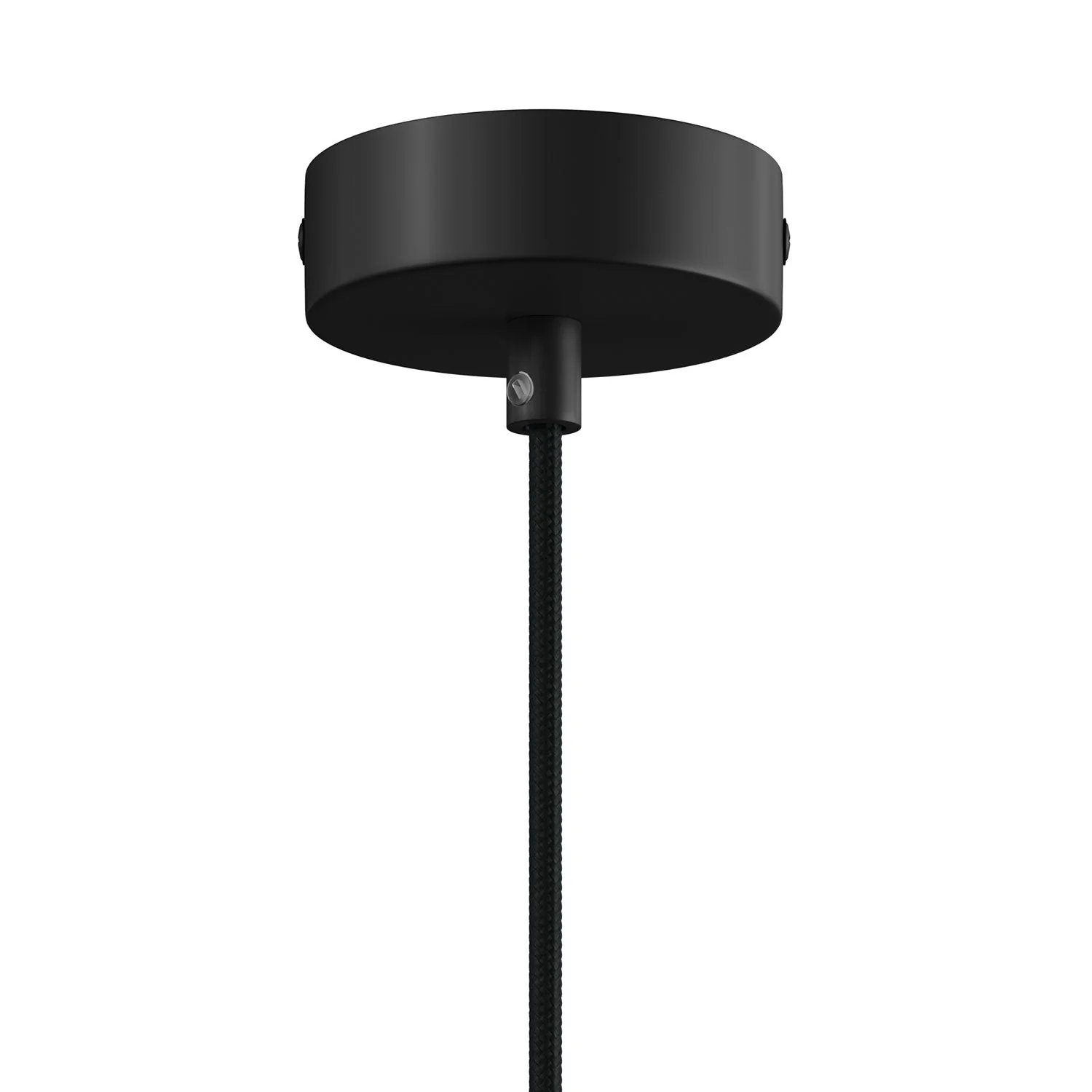Pendant lamp complete with fabric cable and double Tub-E14 lampshade in wood and metal - Black - Image 2