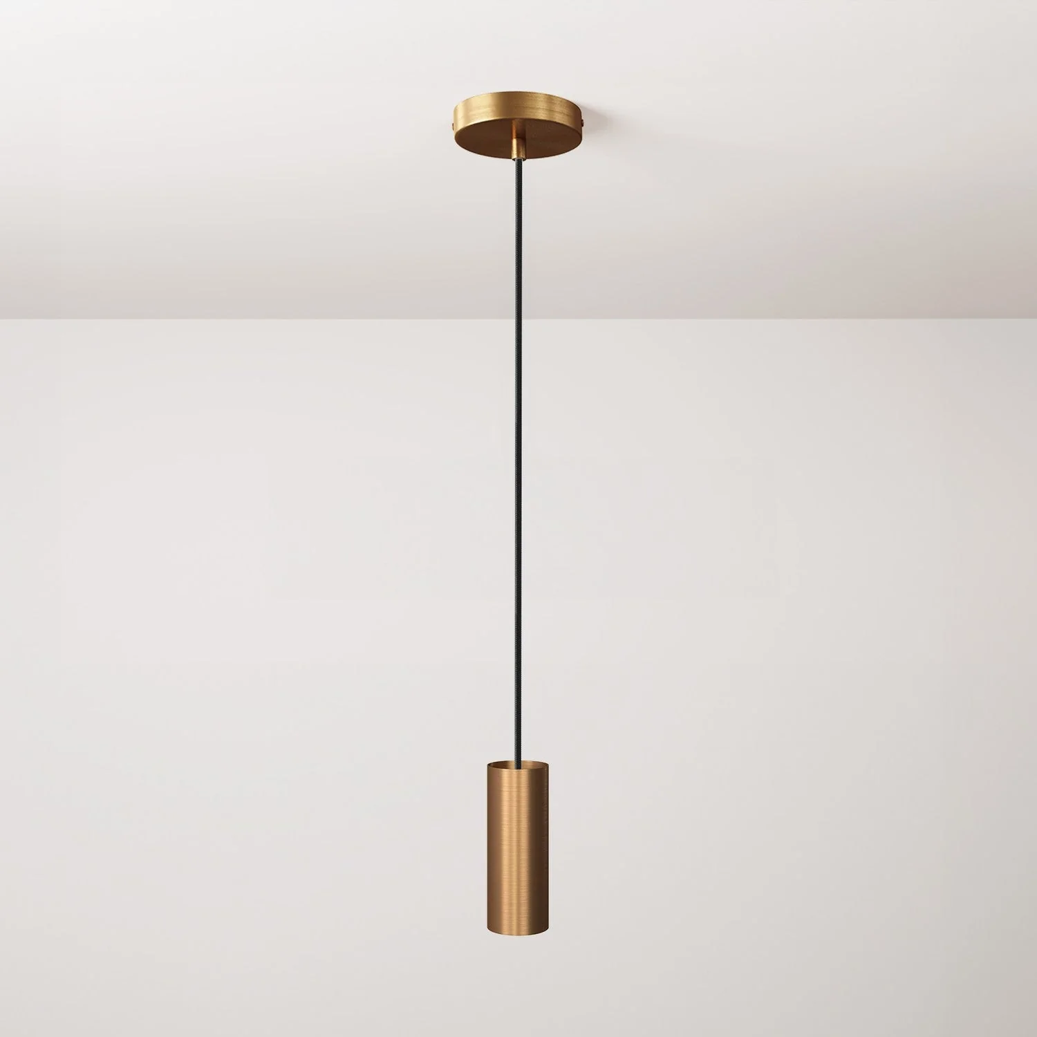 Pendant lamp complete with textile cable, Tub-E14 lampshade and satin bronze metal finishes