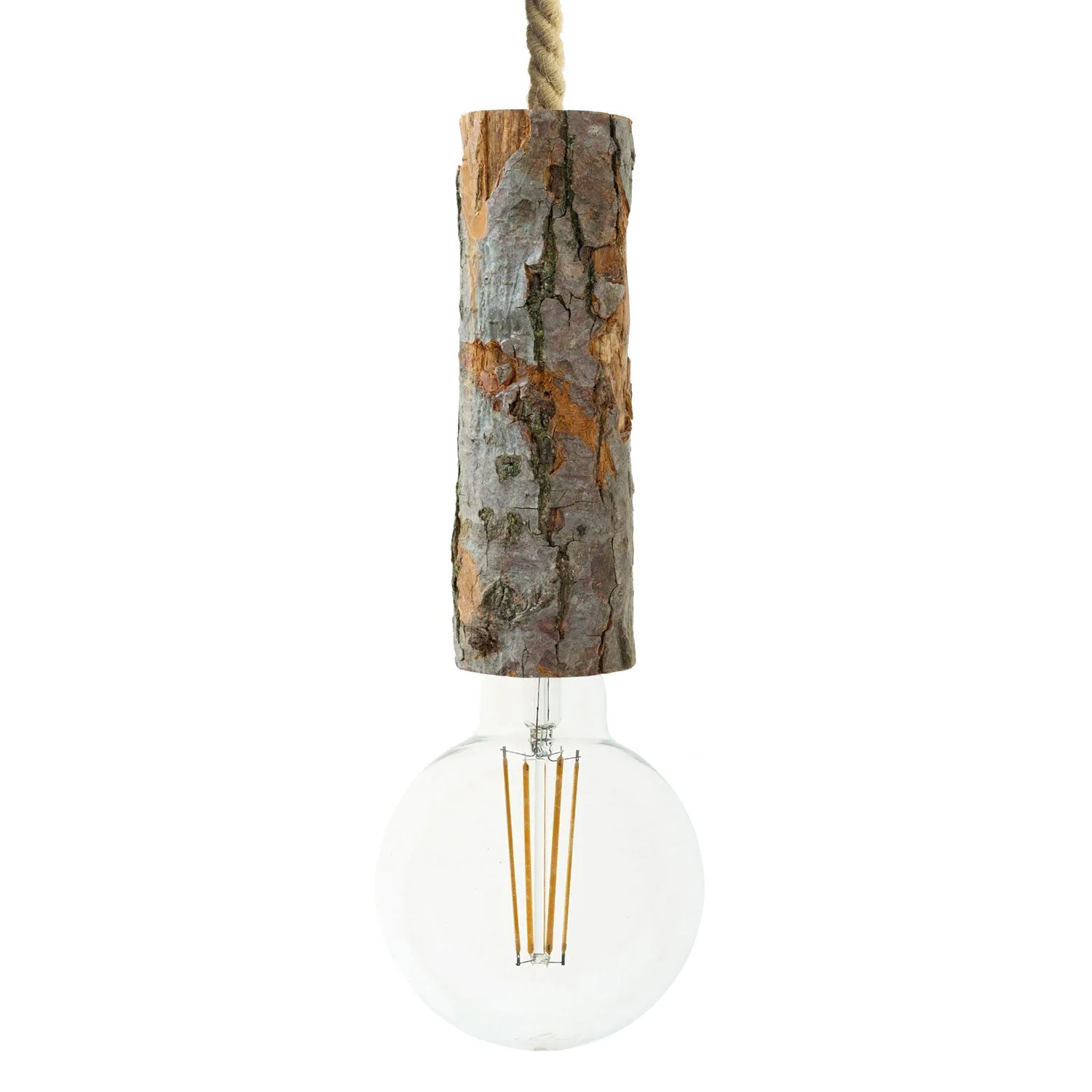 Pendant lamp complete with XL nautical cord and Large Bark lamp holder - Bark