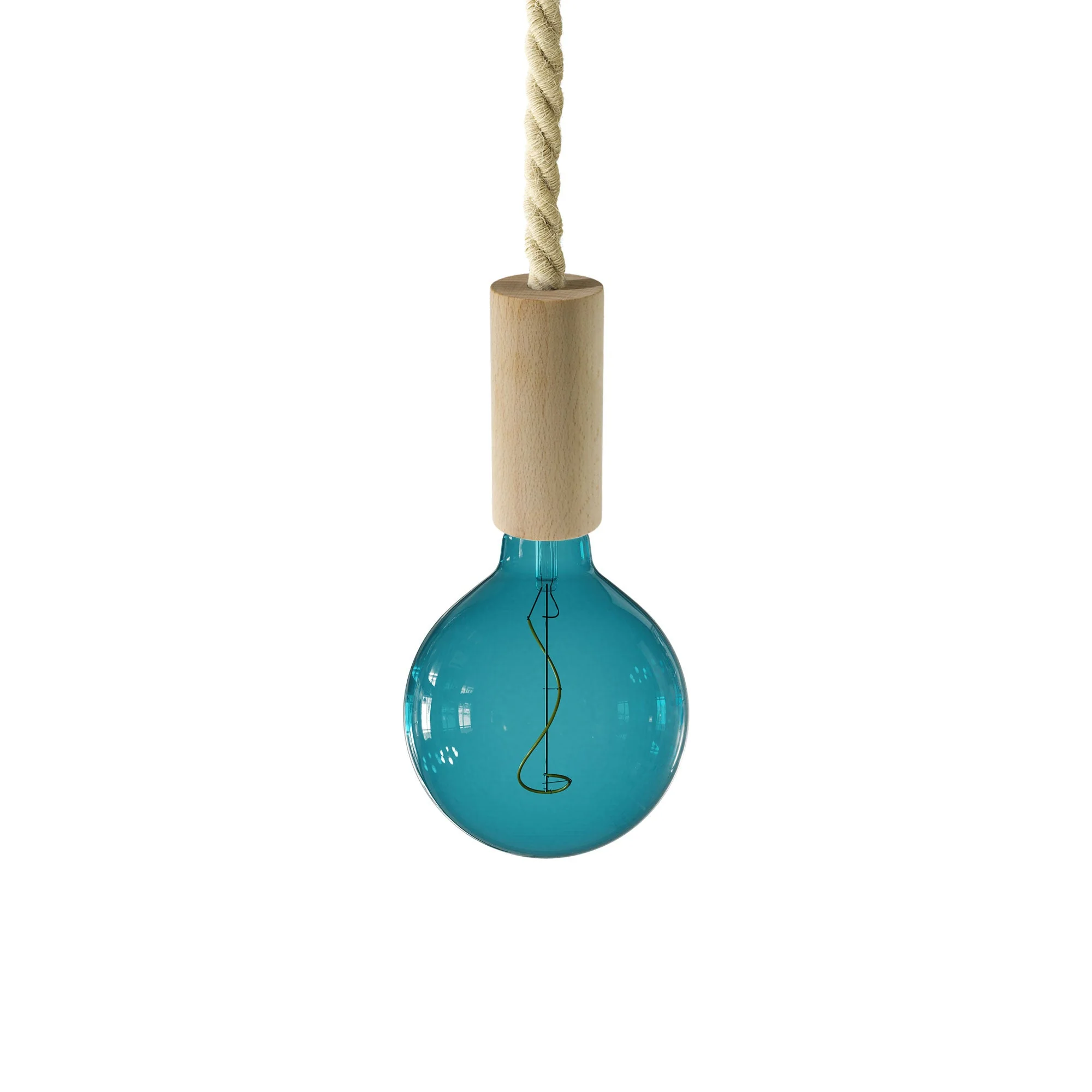 Pendant lamp complete with XL nautical cord and wooden finishes - Neutral