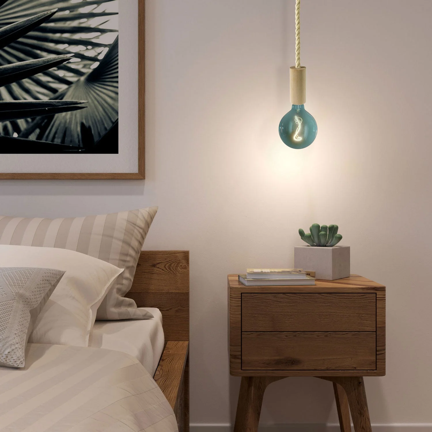 Pendant lamp complete with XL nautical cord and wooden finishes - Neutral - Image 3