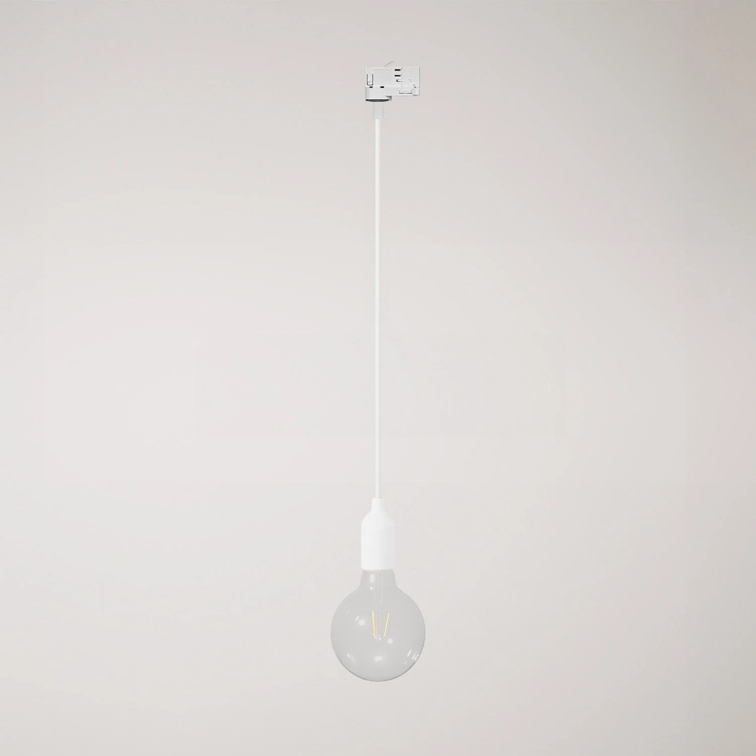 Suspension lamp for track in silicone with fabric cable - White