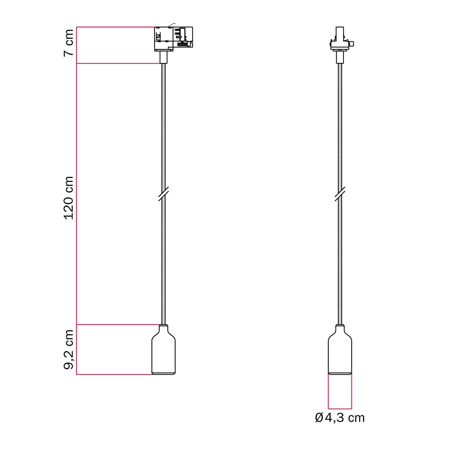 Suspension lamp for track in silicone with fabric cable - White - Image 6