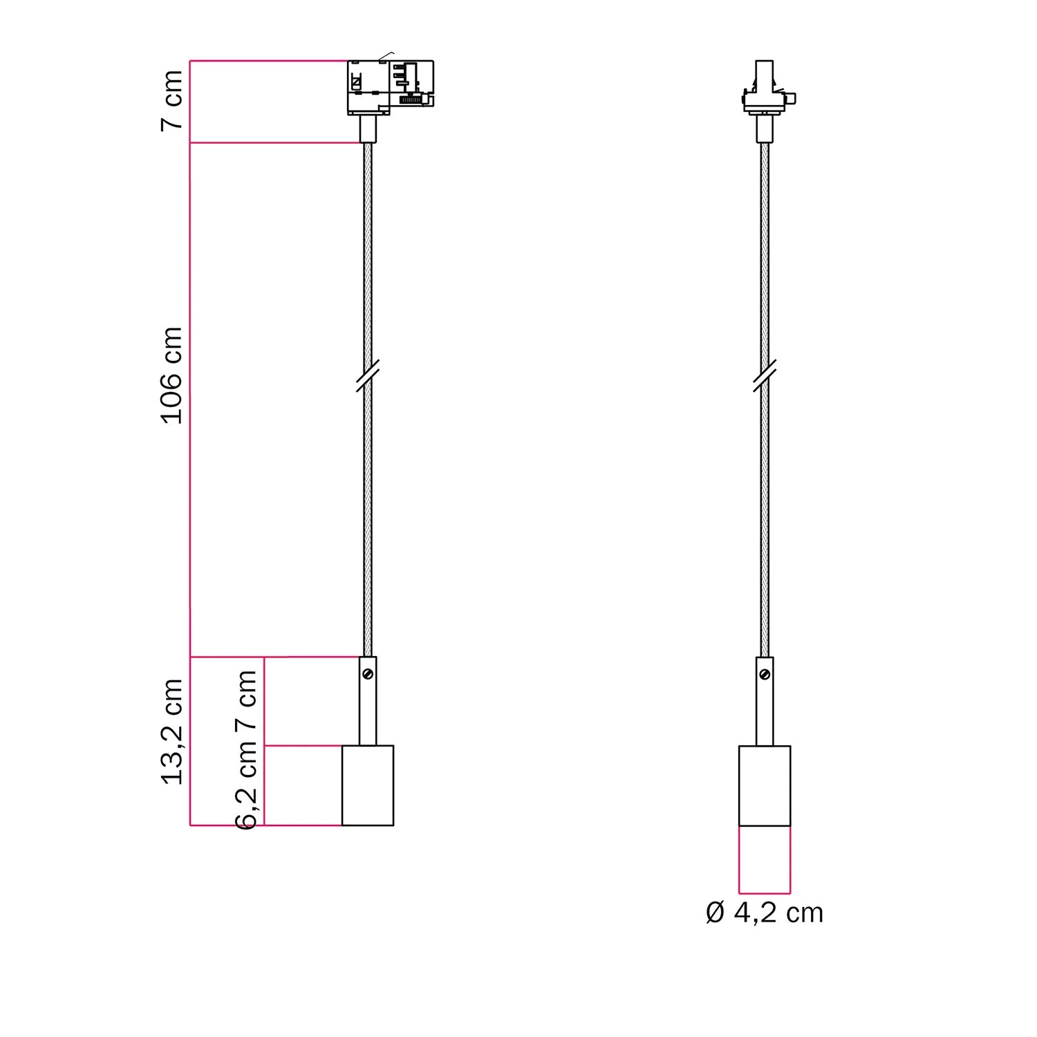Suspension lamp for track with 7cm cable clamp - White - Image 6