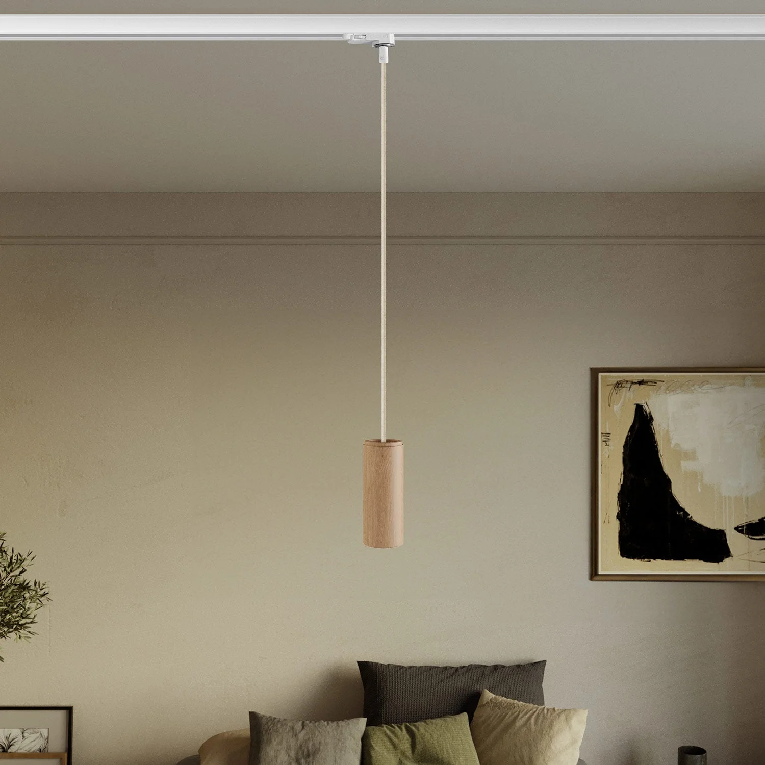 Pendant lamp for tracks with fabric cable and Tub-E14 - Neutral - Image 2