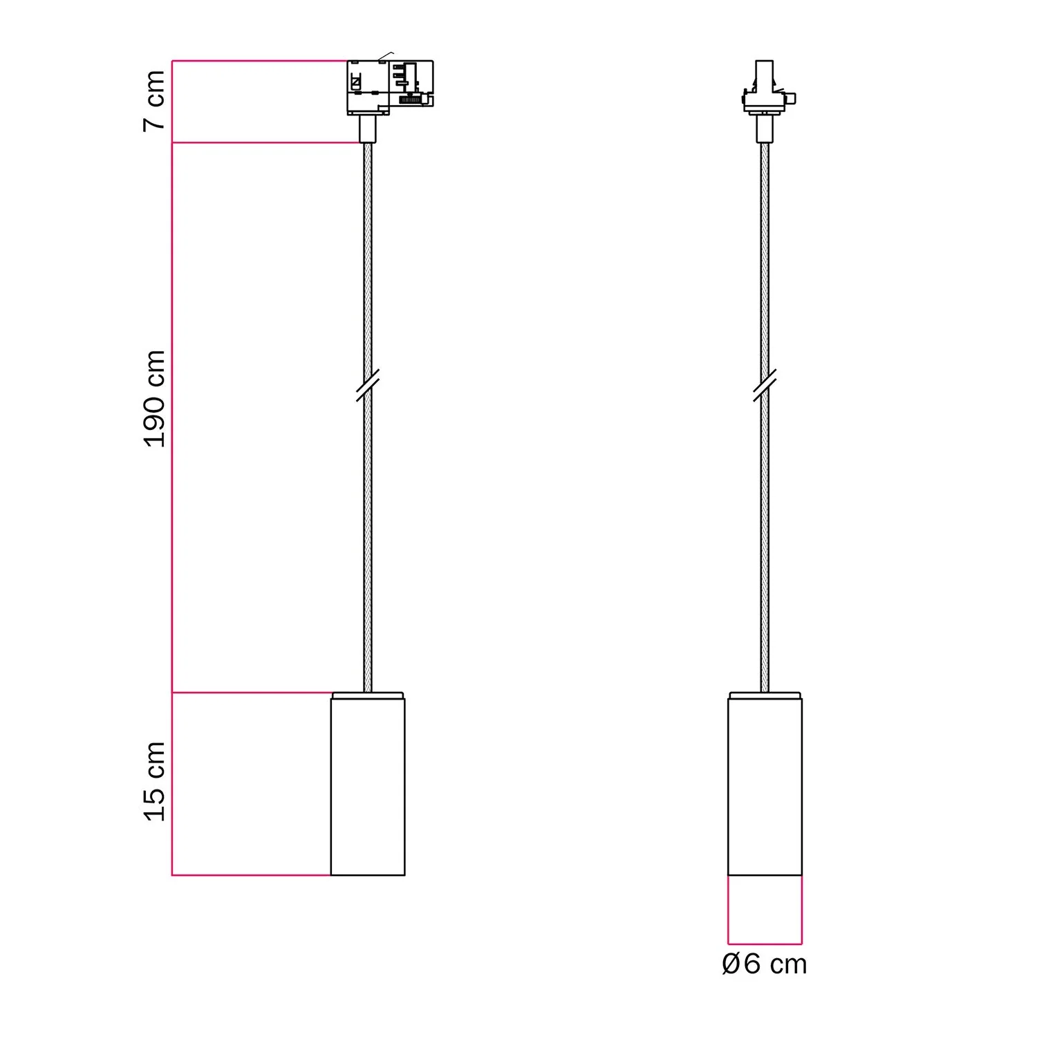 Pendant lamp for tracks with fabric cable and Tub-E14 - Neutral - Image 6