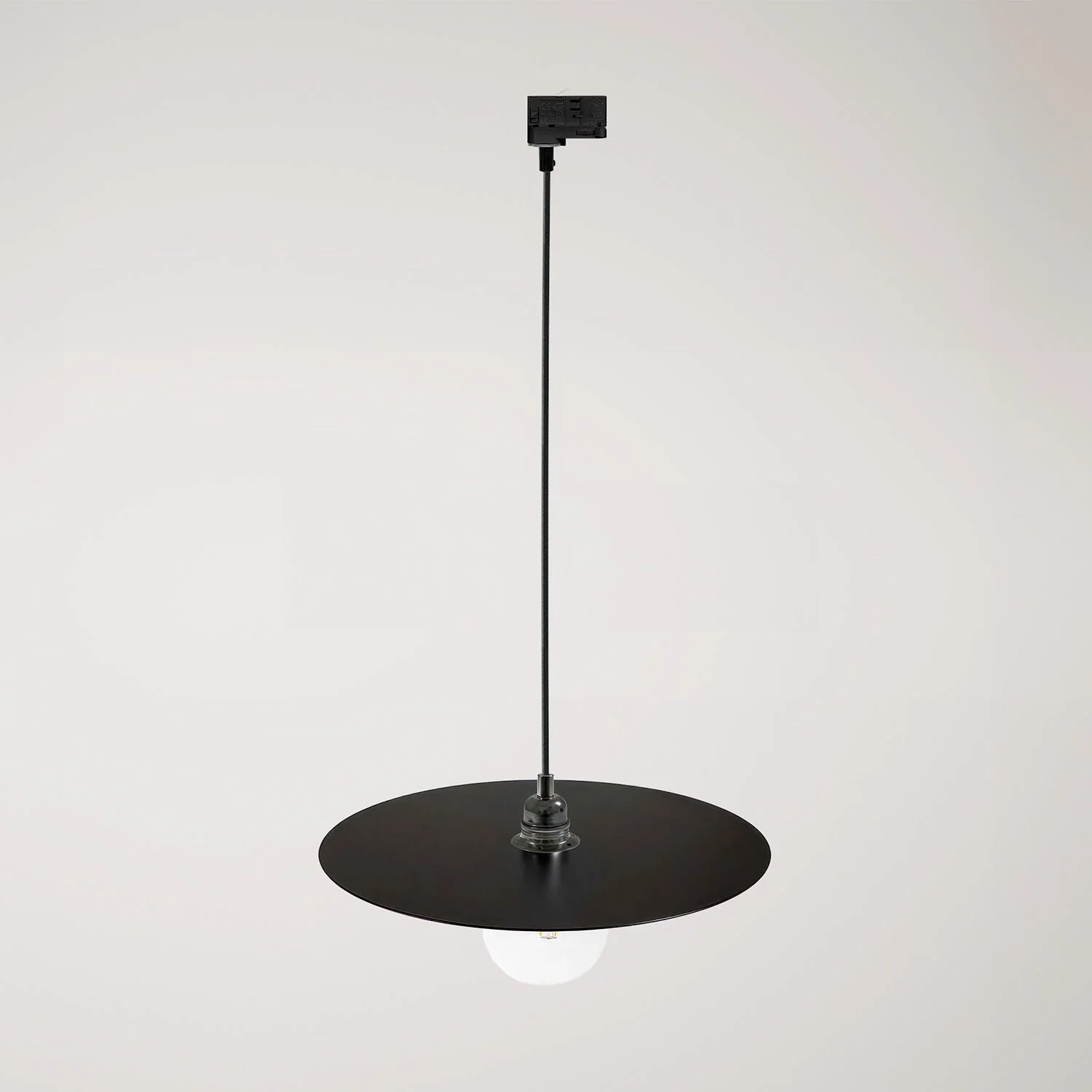 Pendant lamp for tracks with XL Ellepi lampshade - Black