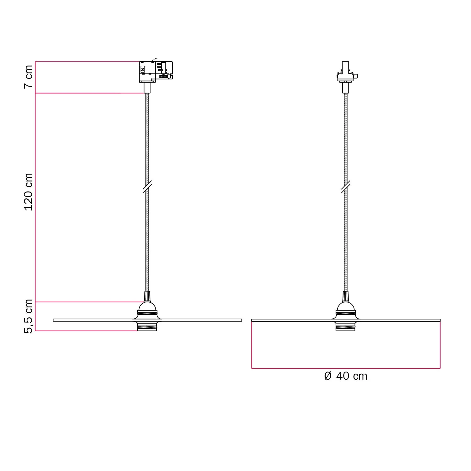 Pendant lamp for tracks with XL Ellepi lampshade - Black - Image 6