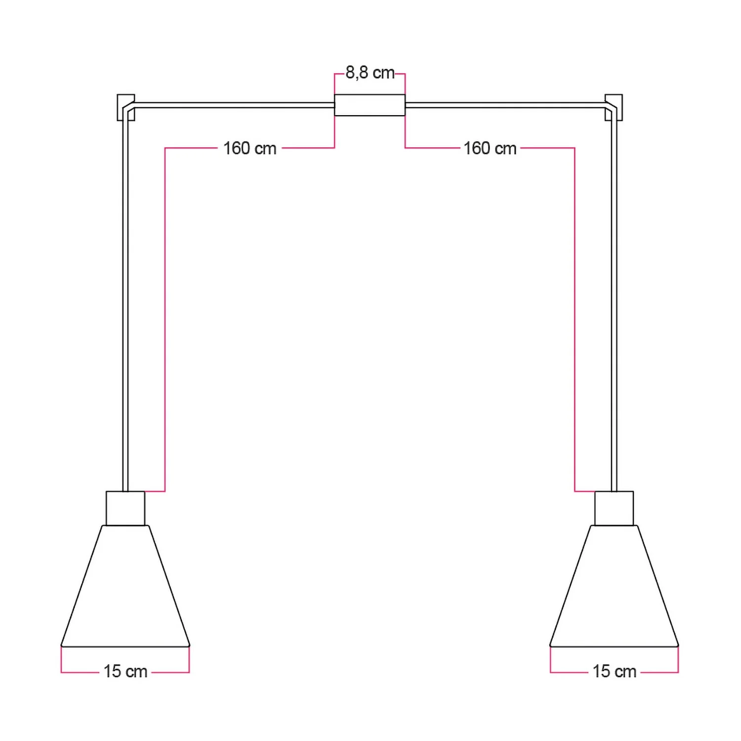 Pendant lamp with two drops and conical Lampshades in wood – Satin copper - Image 4