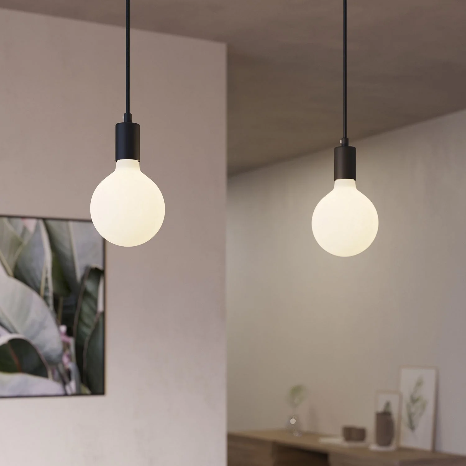 2-drop pendant lamp with XXL Rose-One rectangular 675 mm ceiling rose in metal finishes - Matt black - Image 3