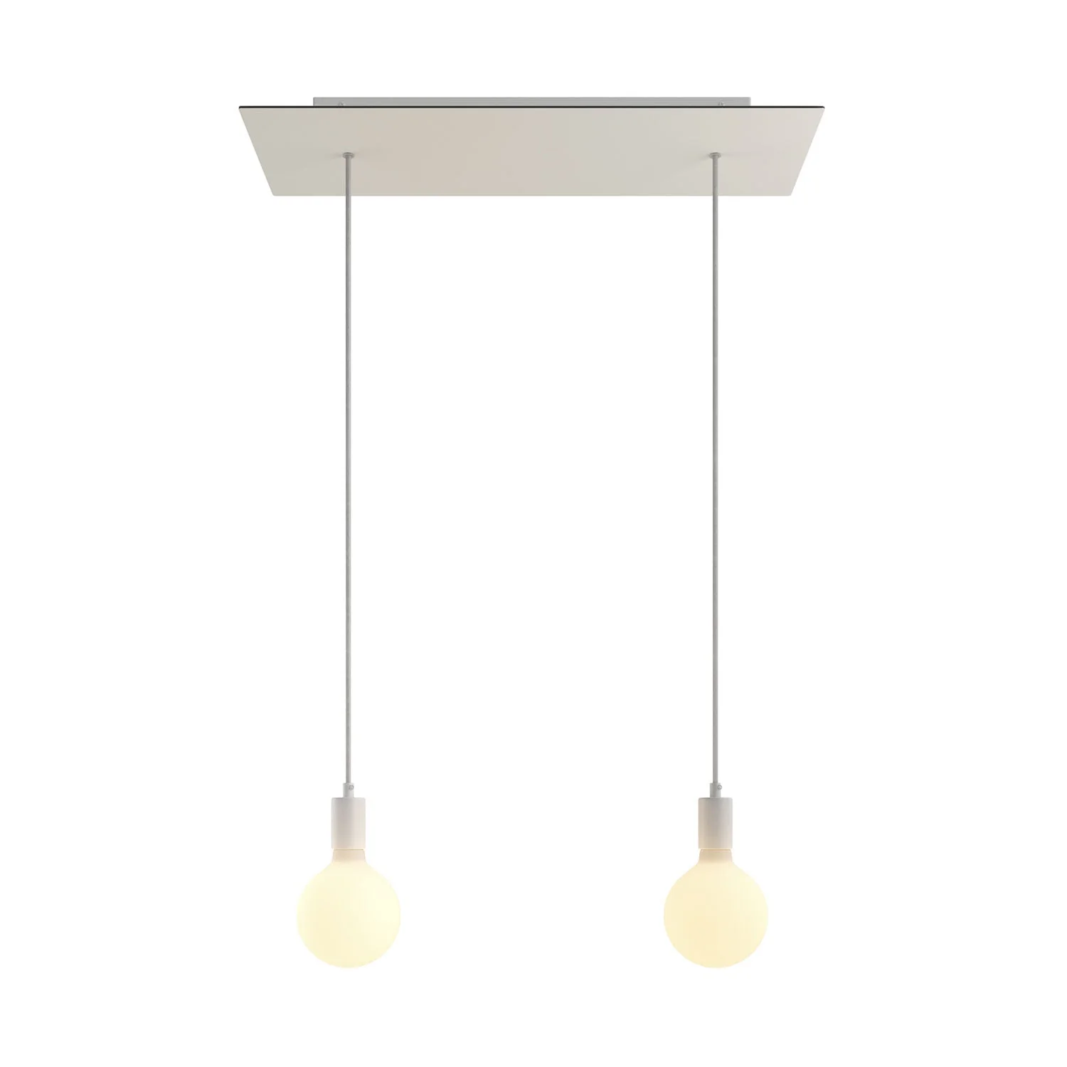 2-drop pendant lamp with XXL Rose-One rectangular 675 mm with metal finishes - Matt white
