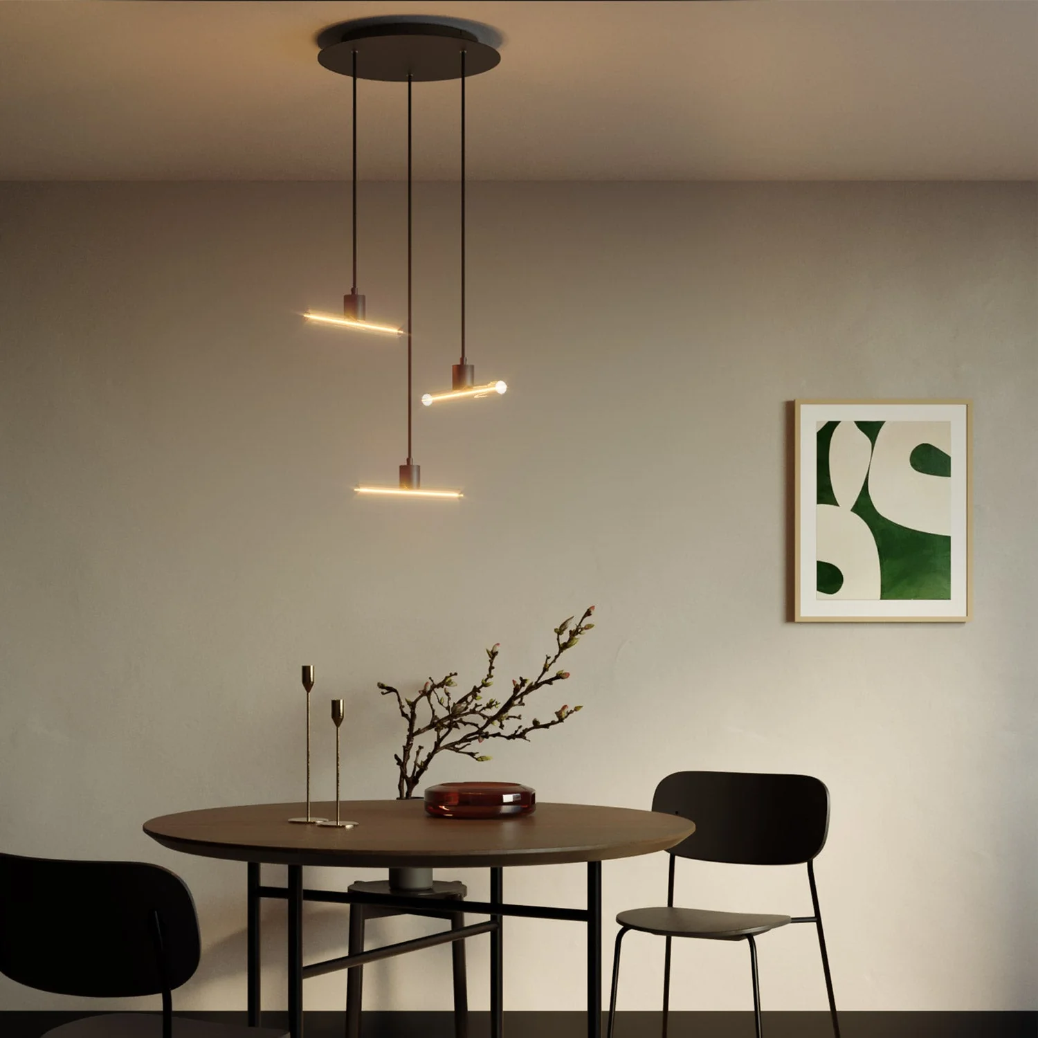 3-drop-asymmetric-pendant-lamp-esse14-with-rose-one-complete-with-fabric-cable-and-metal-finishes-black - Image 2