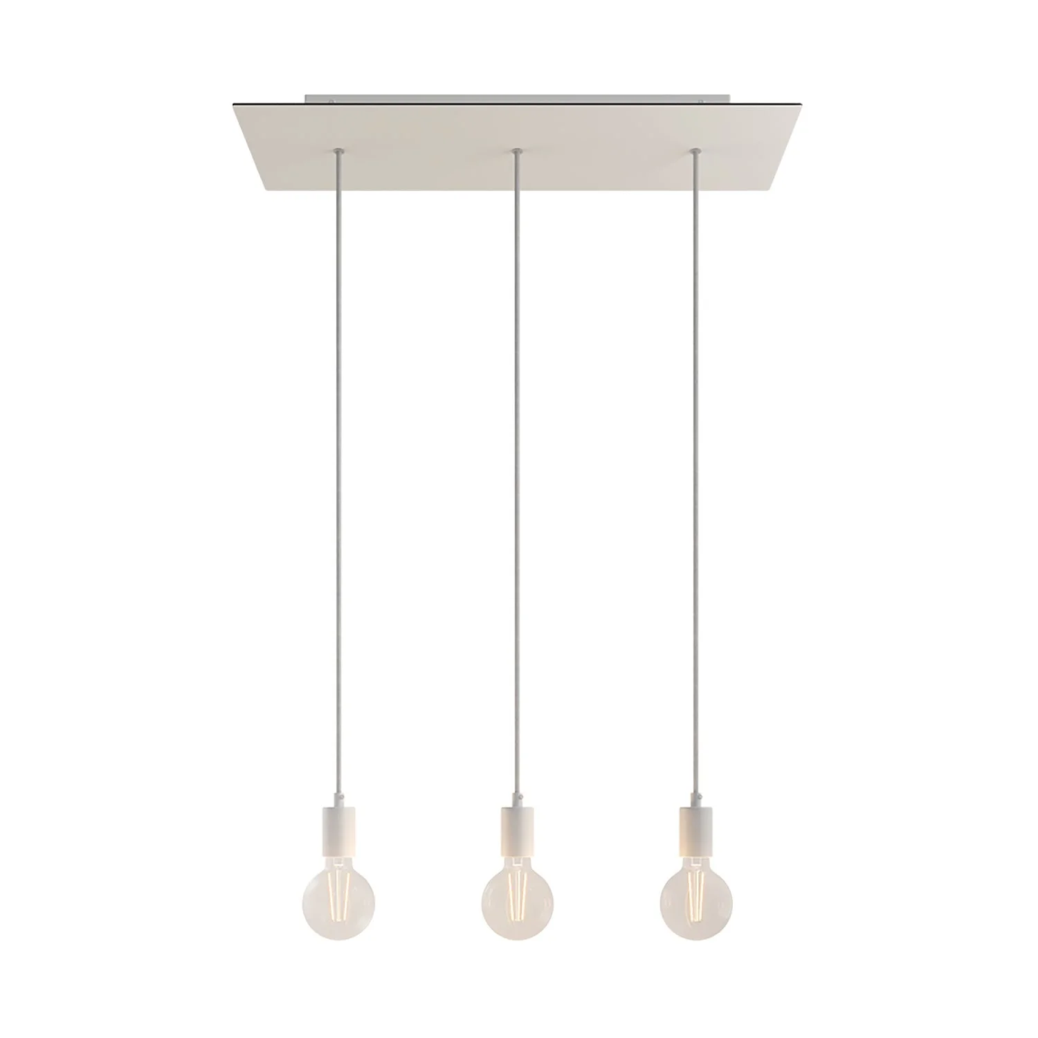 3-drop suspension lamp with XXL Rose-One rectangular 675 mm with metal finishes - Matt white