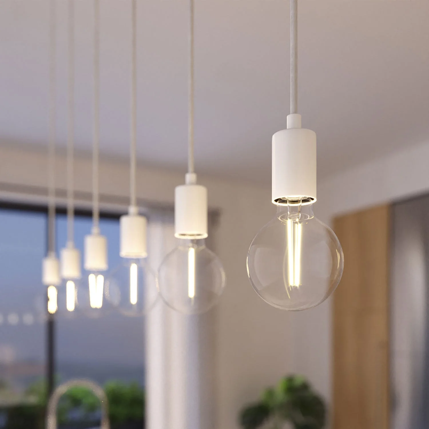 3-drop suspension lamp with XXL Rose-One rectangular 675 mm with metal finishes - Matt white - Image 3