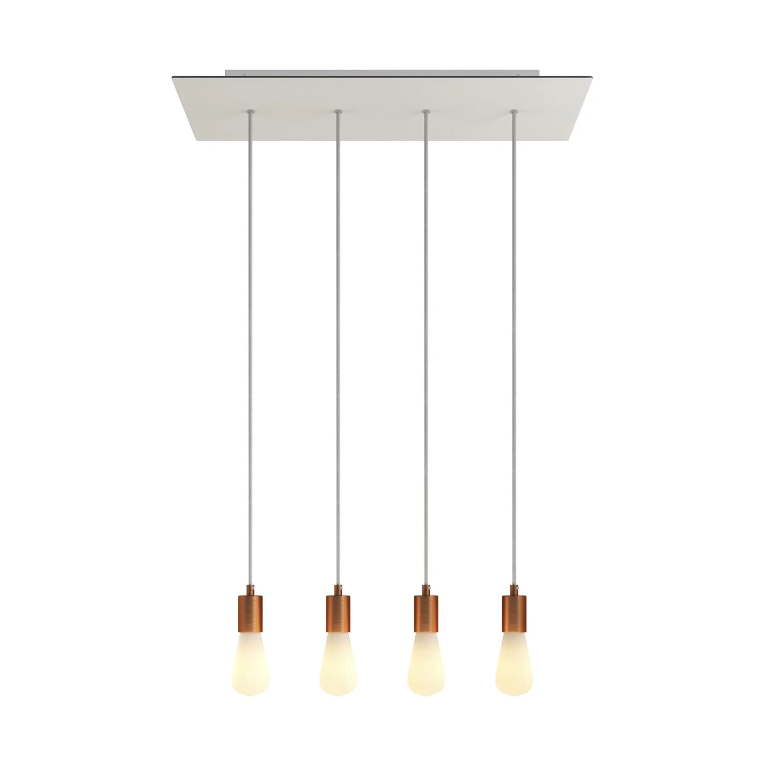 4-drop pendant lamp with XXL Rose-One rectangular ceiling rose 675 mm with metal finishes - Matt white