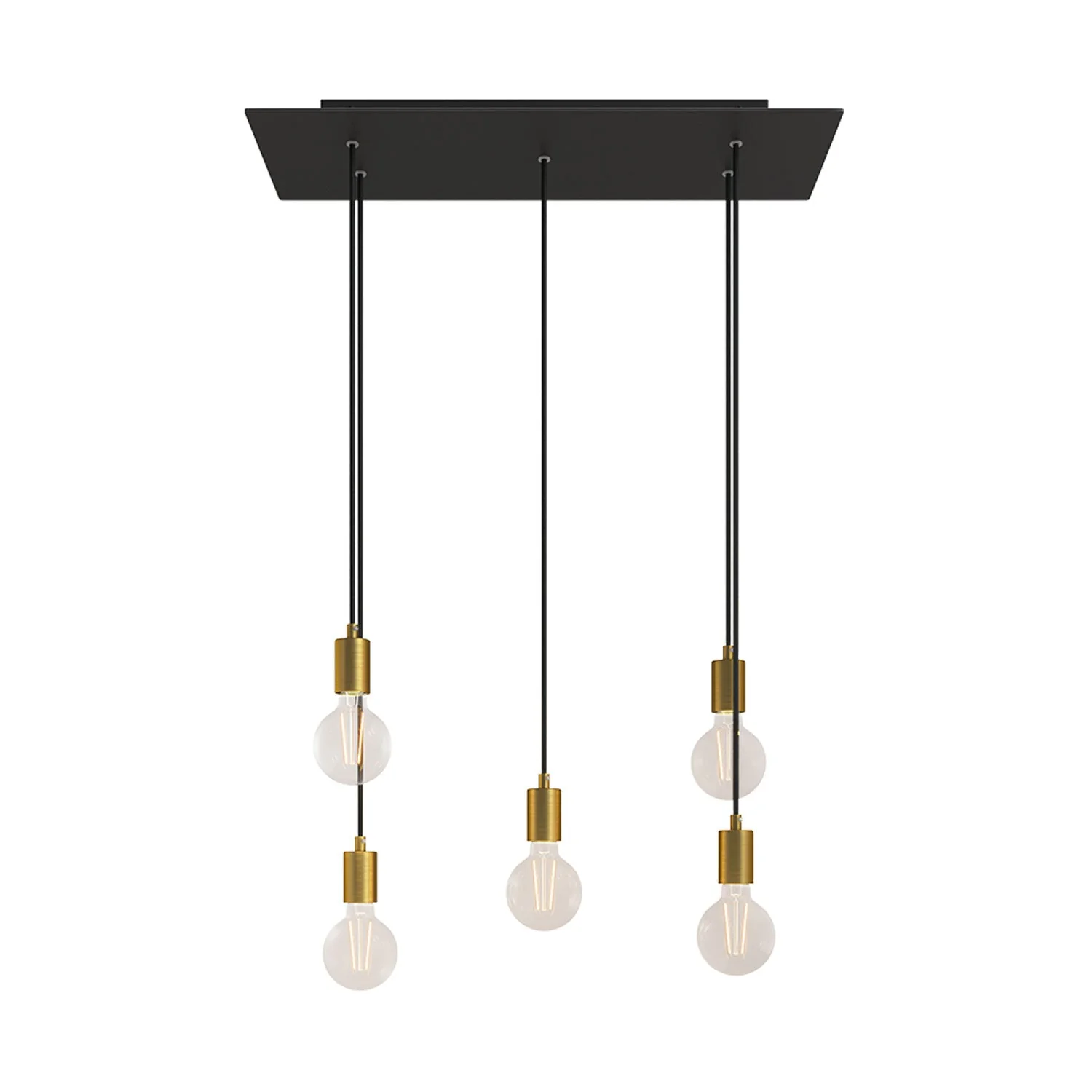 5-drop pendant lamp with XXL Rose-One rectangular 675 mm and metal finishes - Matt black