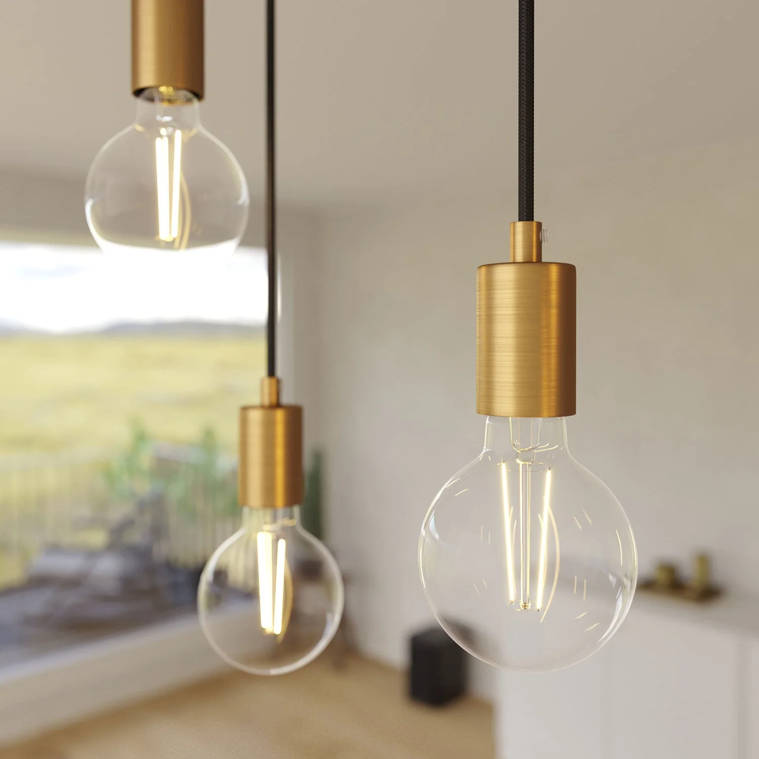 5-drop pendant lamp with XXL Rose-One rectangular 675 mm and metal finishes - Matt black - Image 3