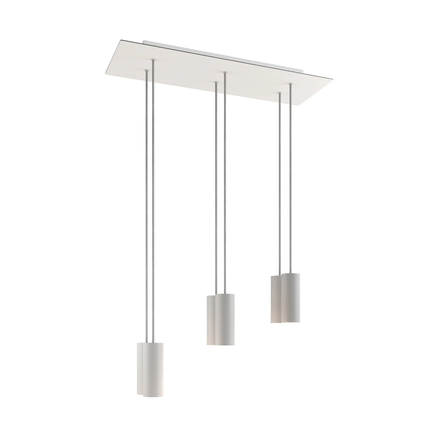 6-drop pendant lamp with XXL Rose-One rectangular 675 mm and Tub-E14 metal lampshade - Matt white