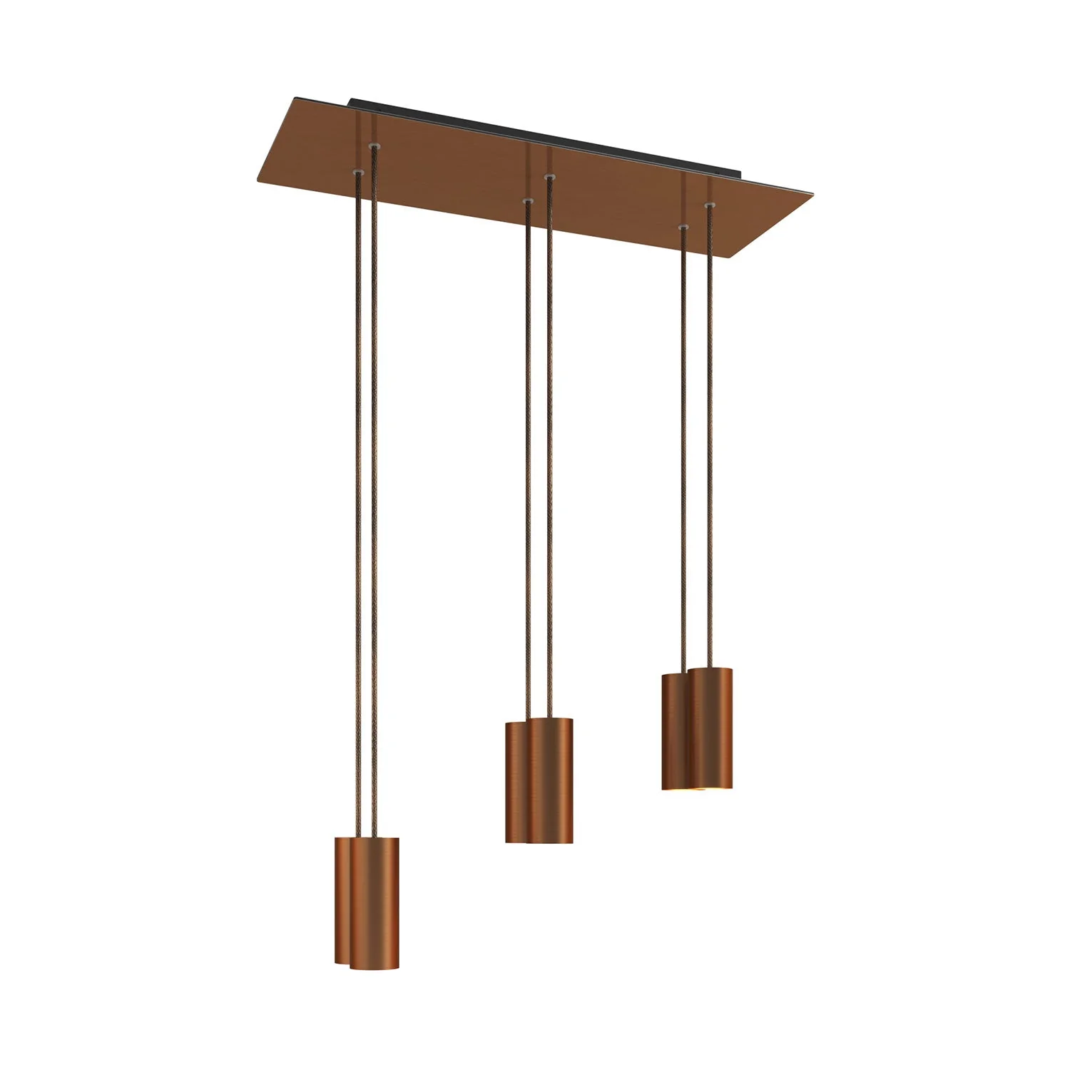 Six-drop pendant lamp with XXL Rose-One rectangular 675 mm with metal Tub-E14 lampshade - Satin copper