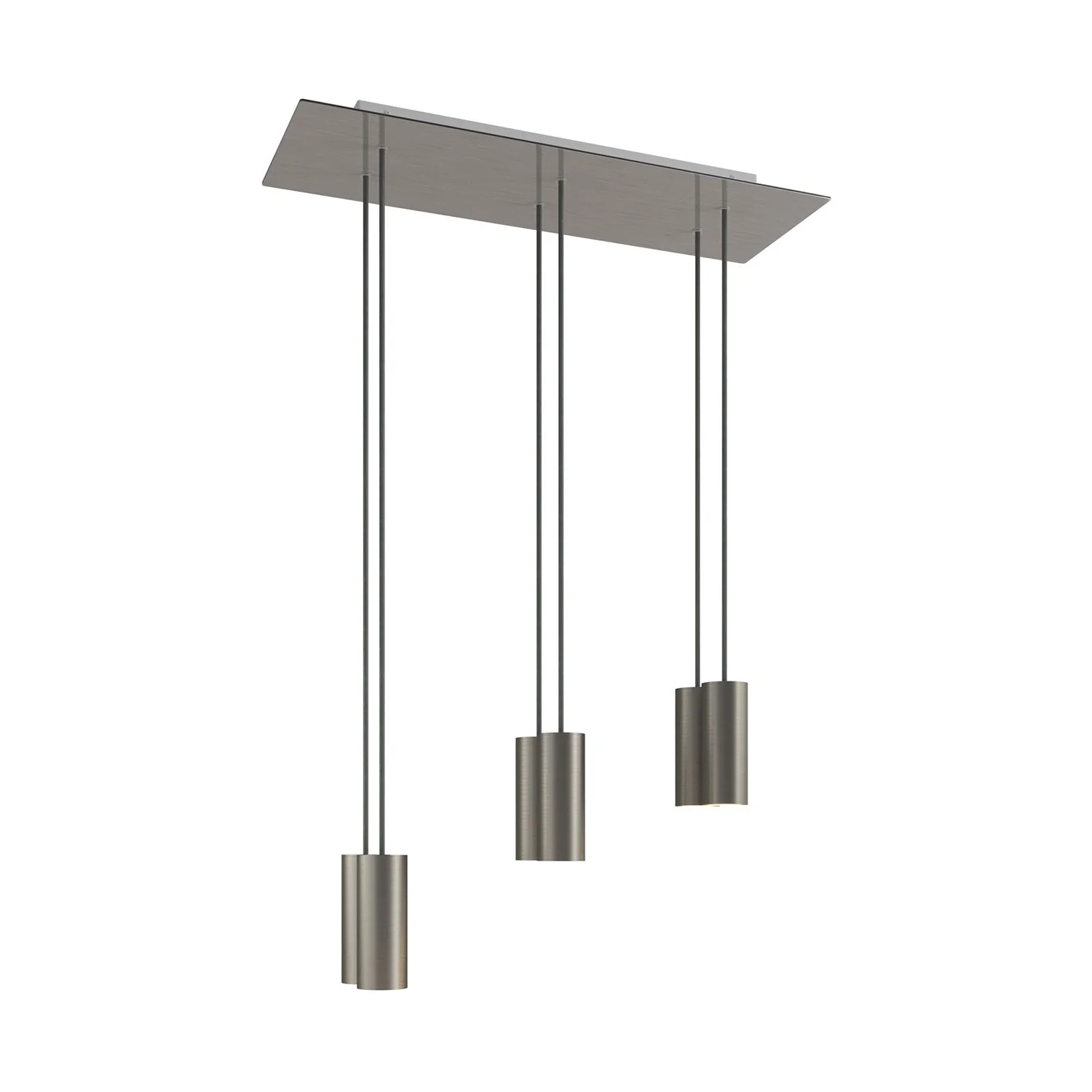 6-drop pendant lamp with XXL Rose-One rectangular 675 mm and Tub-E14 metal lampshade - Satin steel