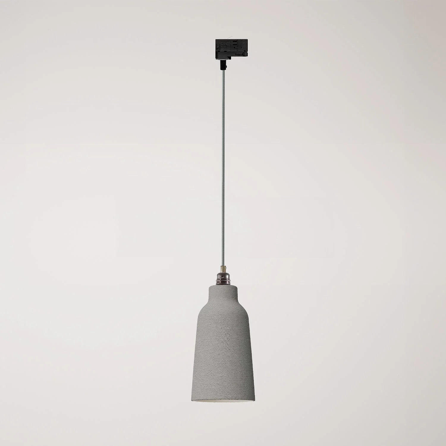 Pendant lamp with Bottle lampshade and track adapter – Concrete effect