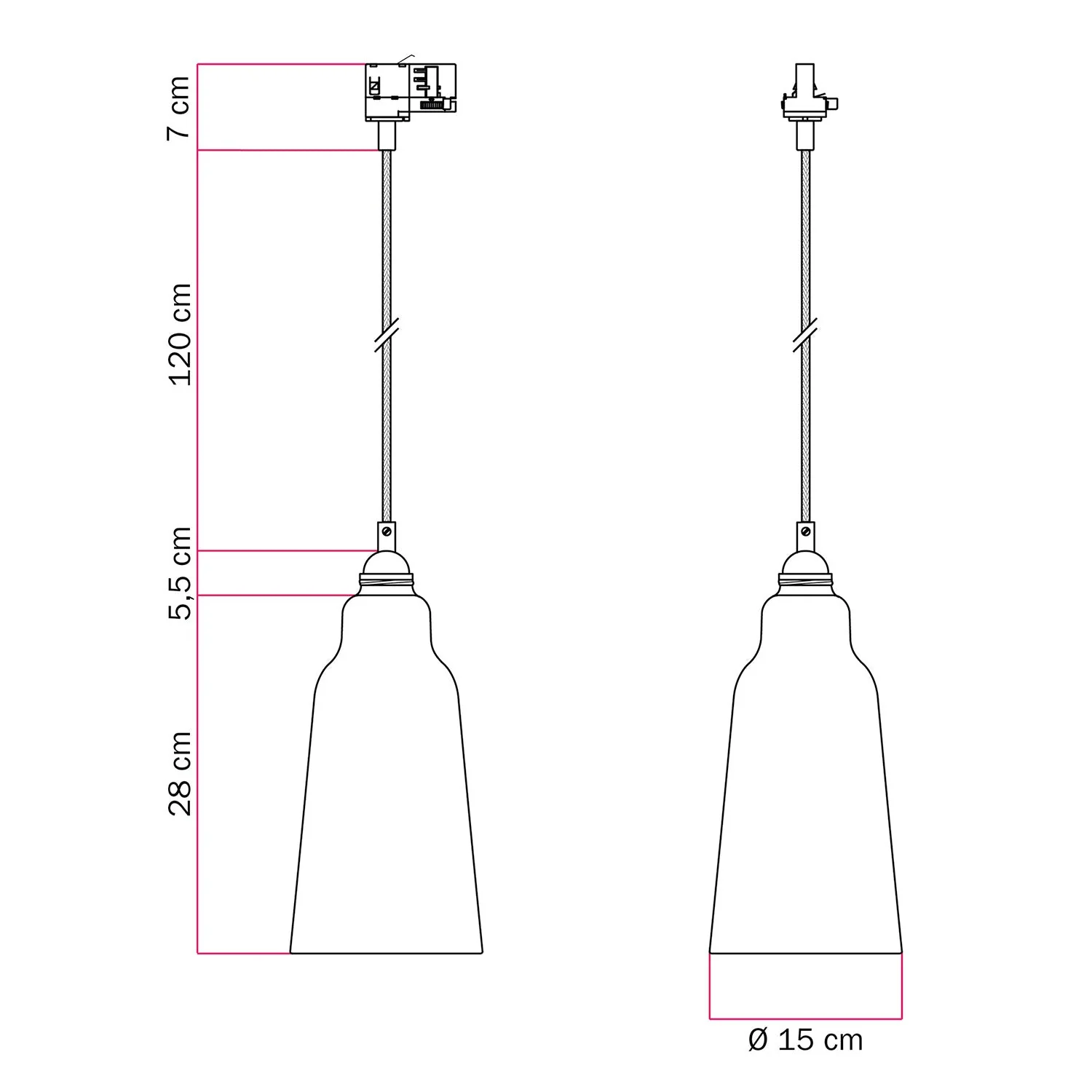 Pendant lamp with Bottle Lampshade and track adapter – Striped Evergreen - Image 6