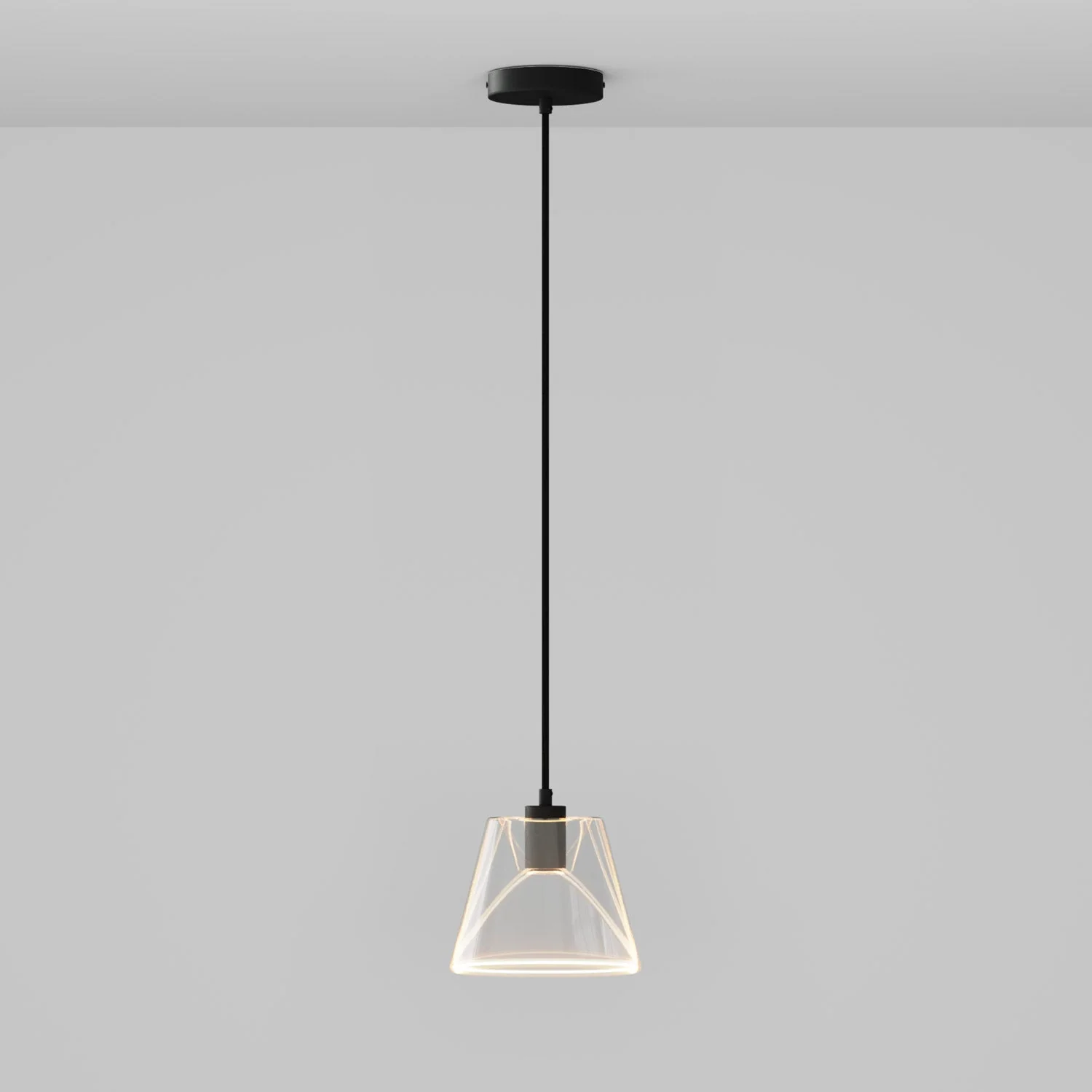 Pendant lamp with clear cone Ghost bulb - Black