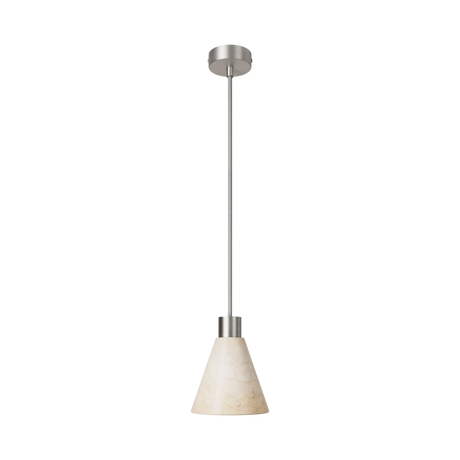 Pendant lamp with conical wooden lampshade - Satin titanium