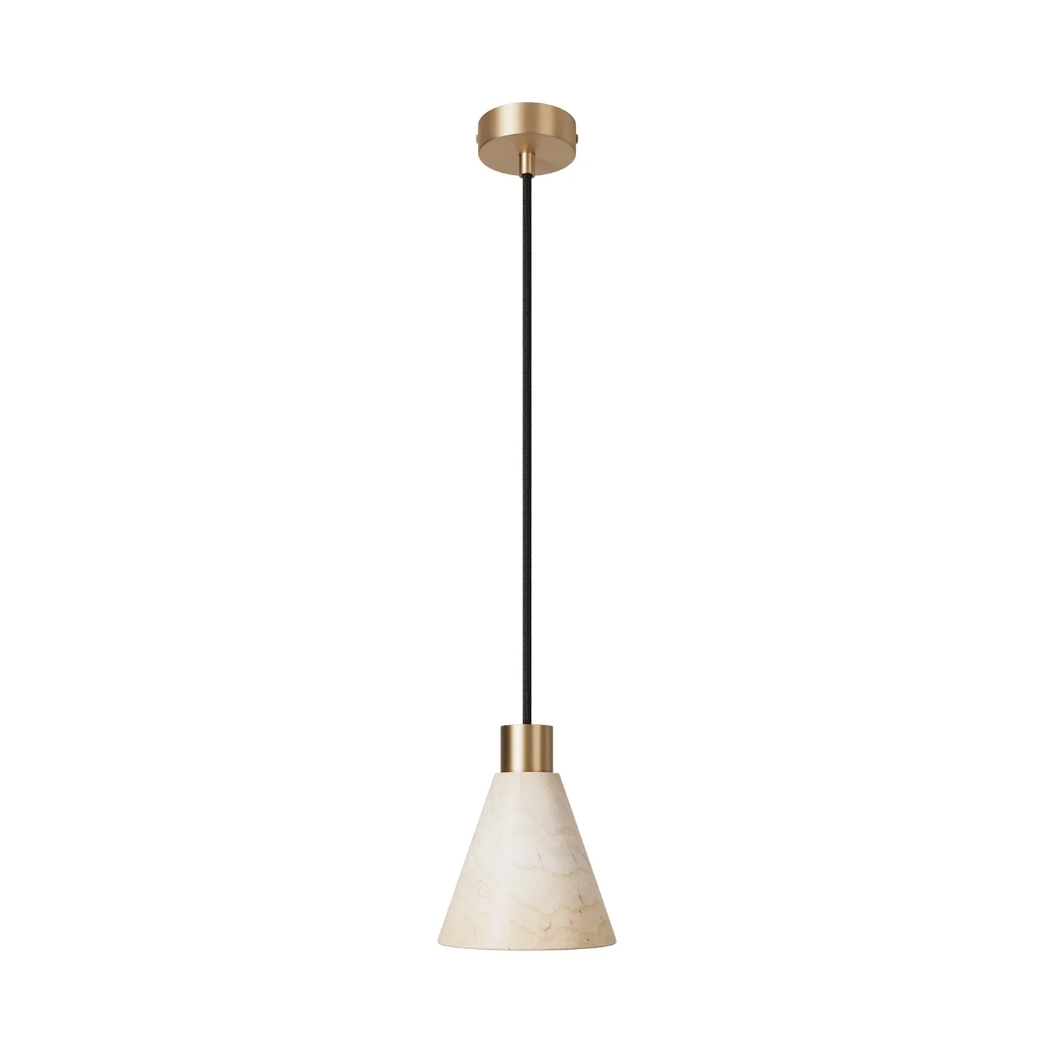 Pendant lamp with conical wooden lampshade - Satin bronze
