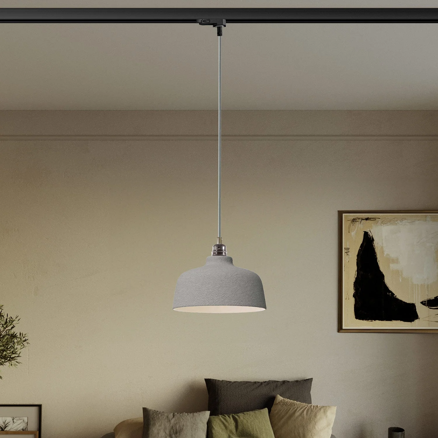 Pendant lamp with Coppa lampshade and track adapter – Cement effect - Image 2
