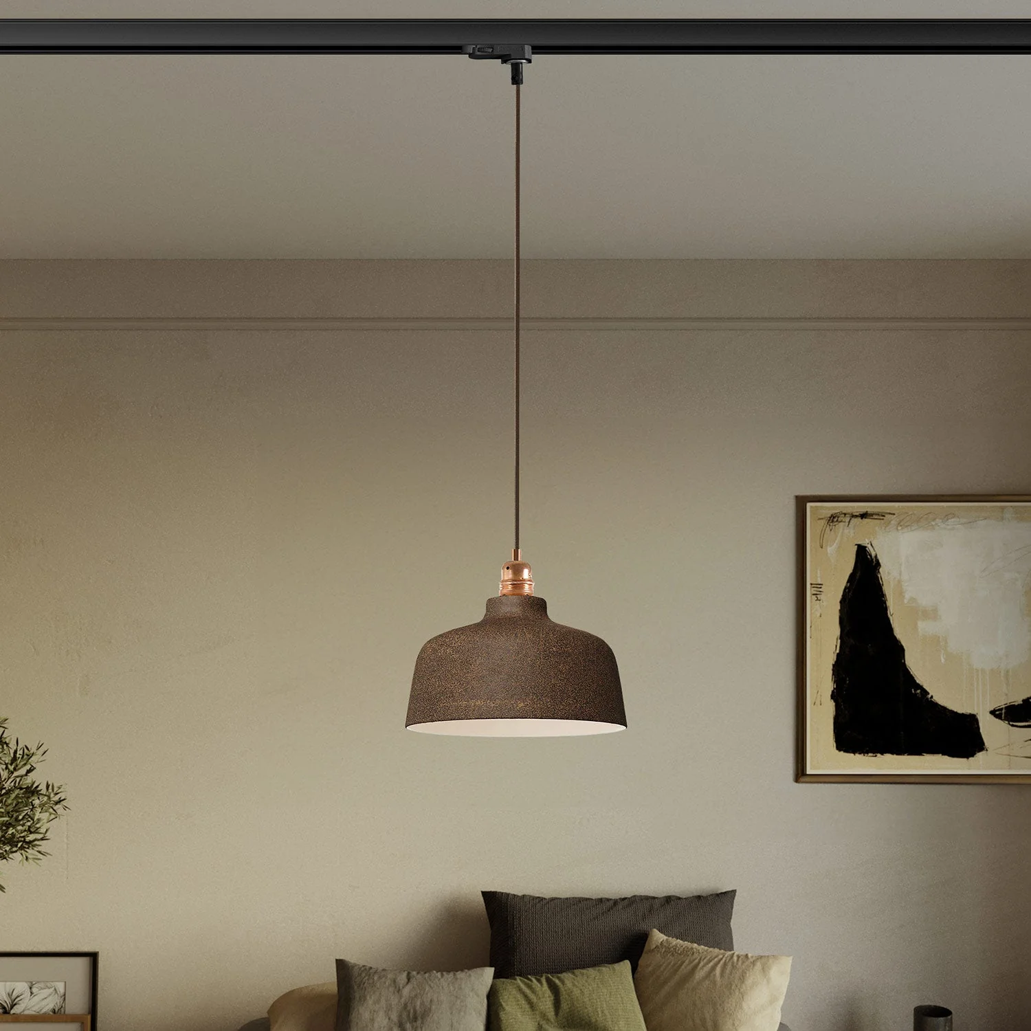 Pendant lamp with Coppa lampshade and track adapter - Corten effect - Image 2