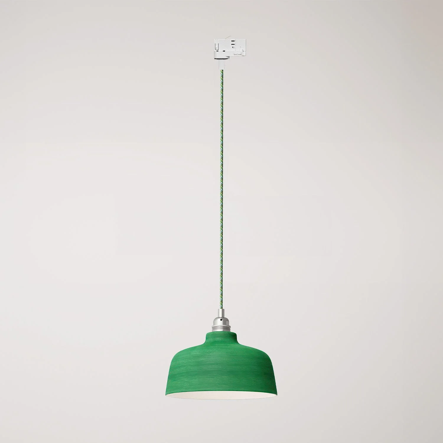 Pendant lamp with Coppa lampshade and track adapter - Striated Evergreen