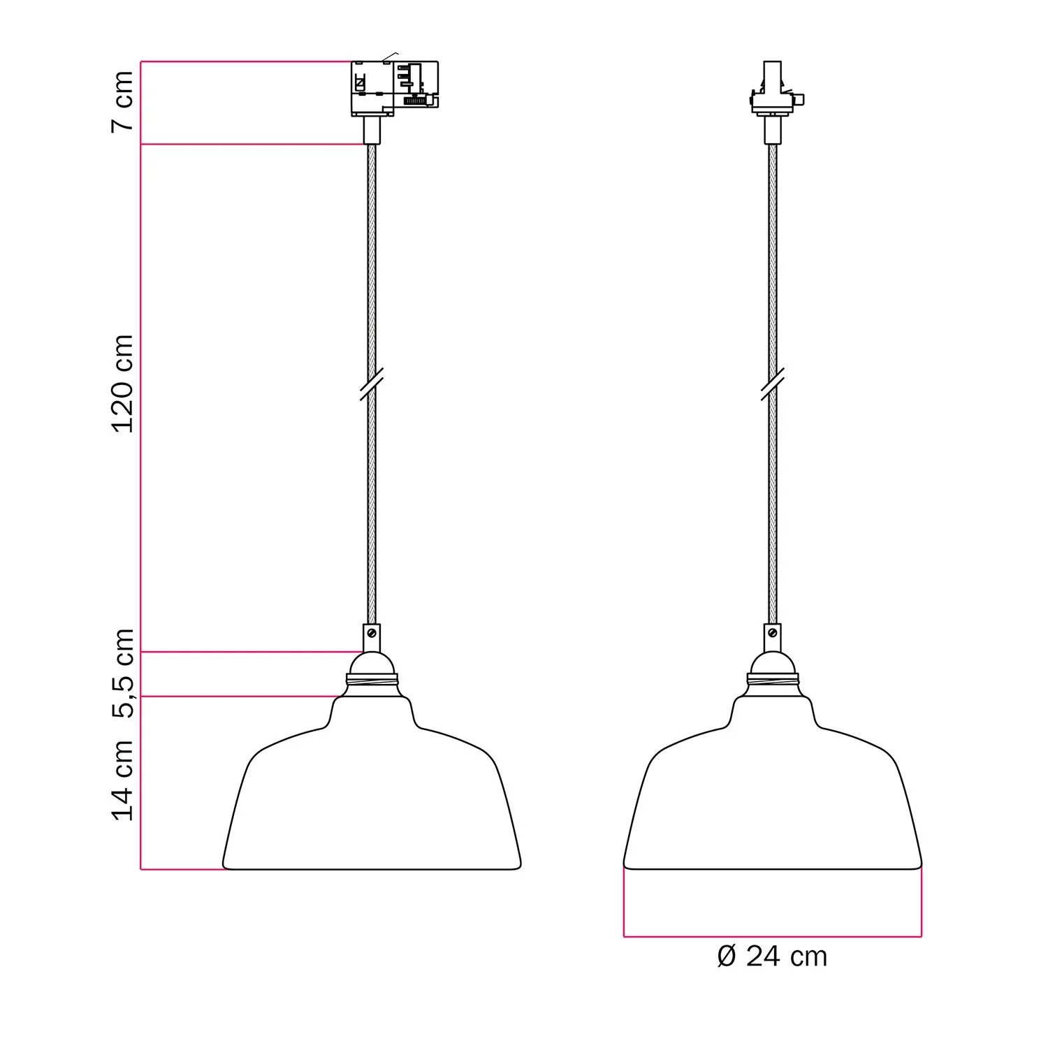 Pendant lamp with Coppa lampshade and track adapter - Striated Evergreen - Image 6