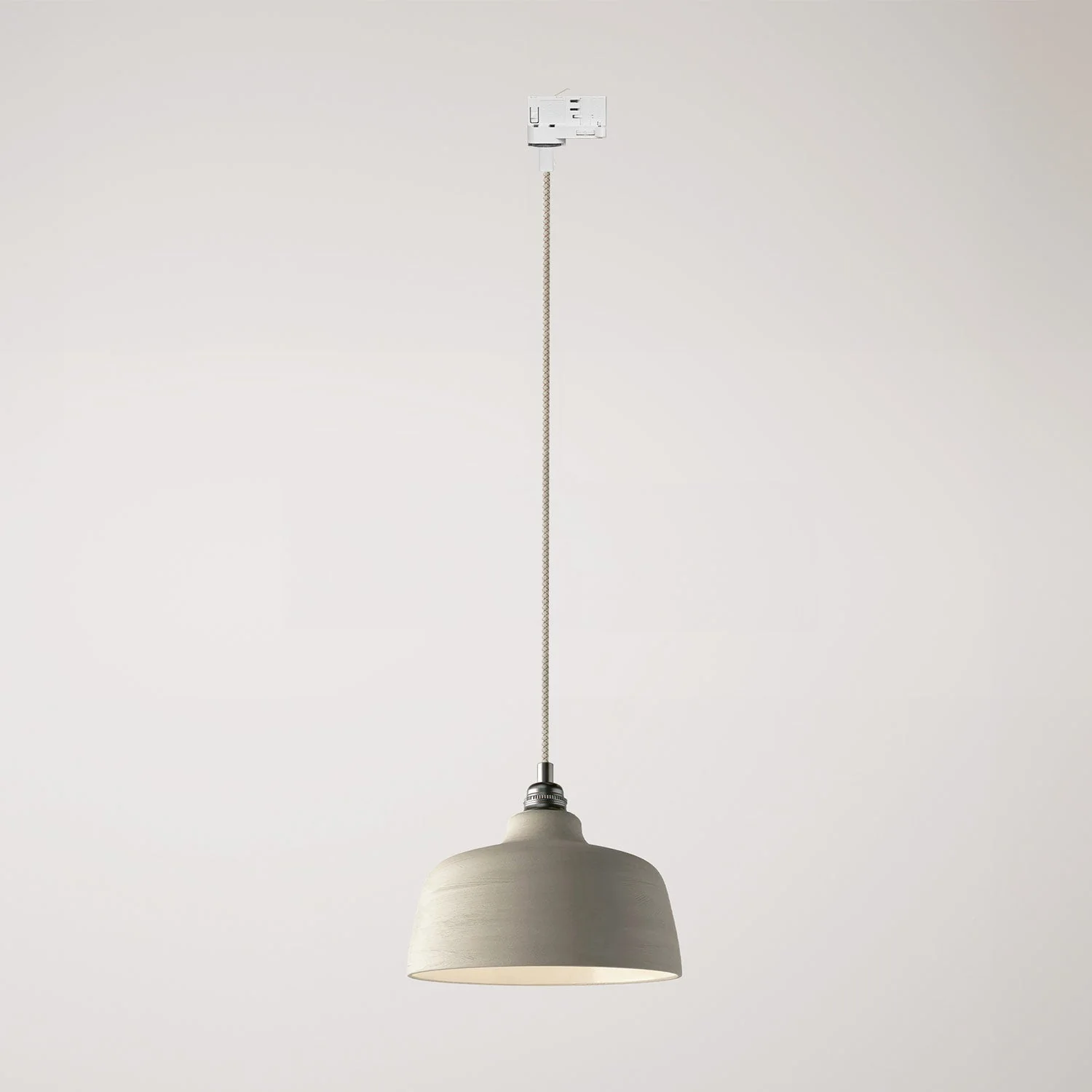 Pendant lamp with Coppa lampshade and track adapter – Striated dove grey