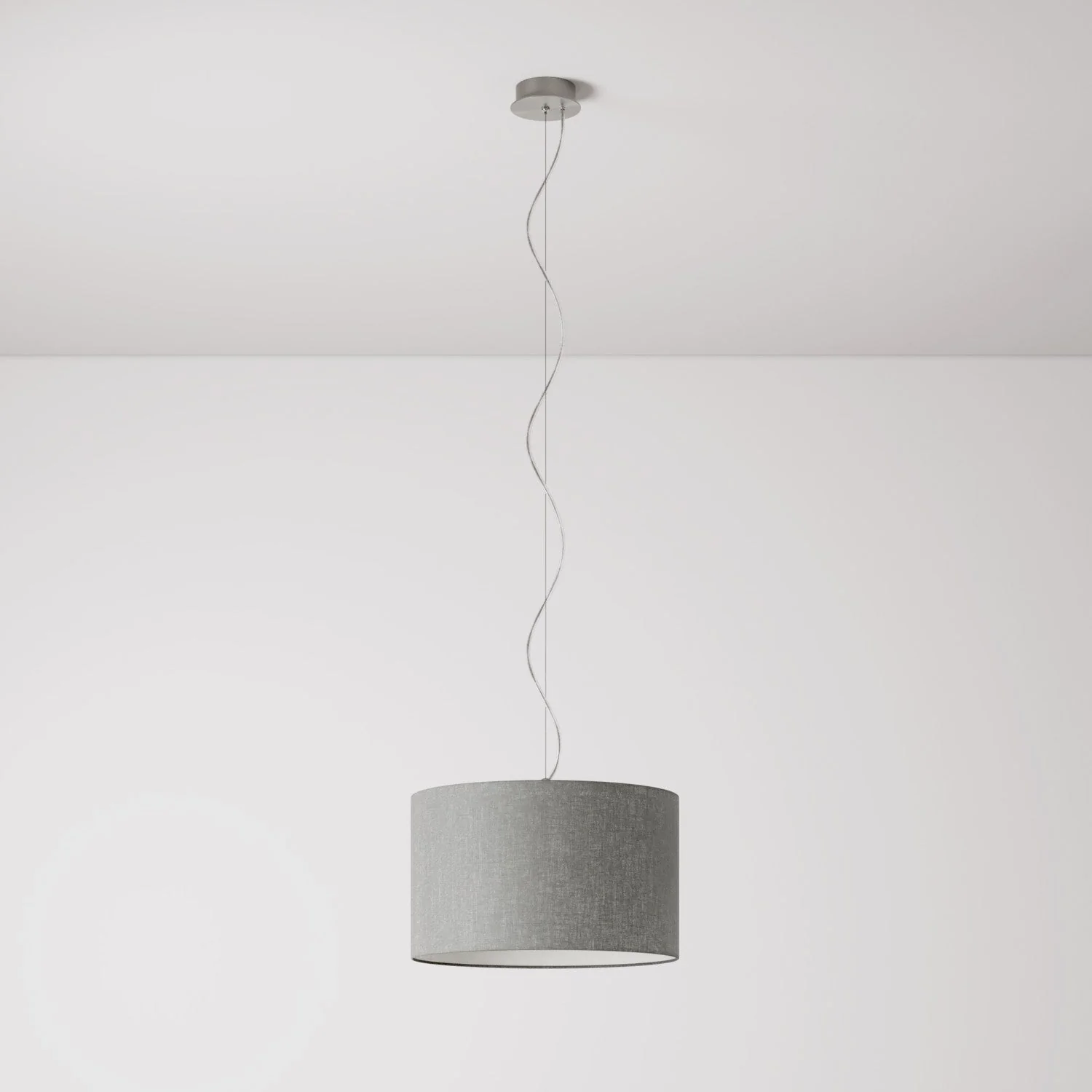 Pendant lamp with fabric lampshade Cylinder Small Camelot light grey - Made in Italy