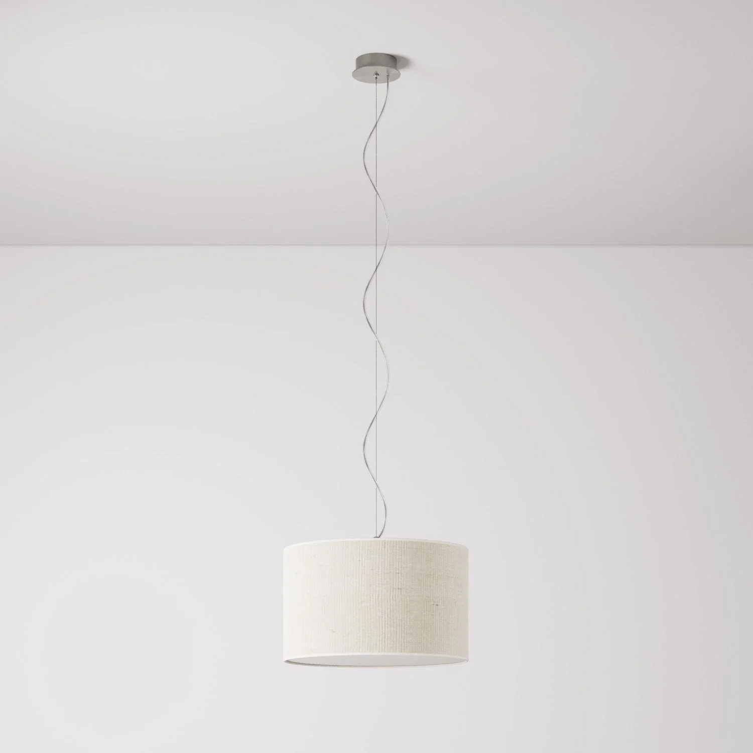 Pendant lamp with fabric lampshade Cilindro Small Light Jute - Made in Italy - Image 7