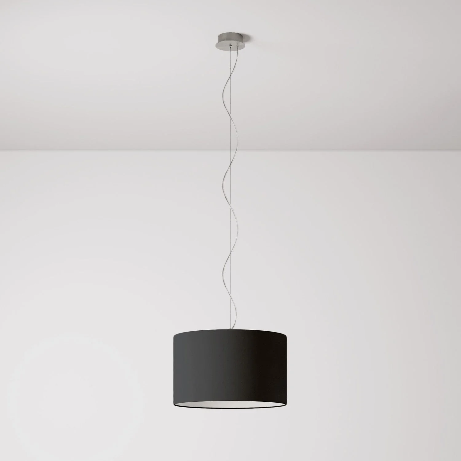 Pendant lamp with Cilindro Small fabric lampshade - Made in Italy - Anthracite Teletta