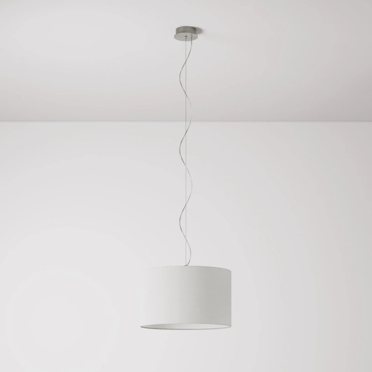Suspension lamp with Cylindro Small Raw Linen lampshade - Made in Italy