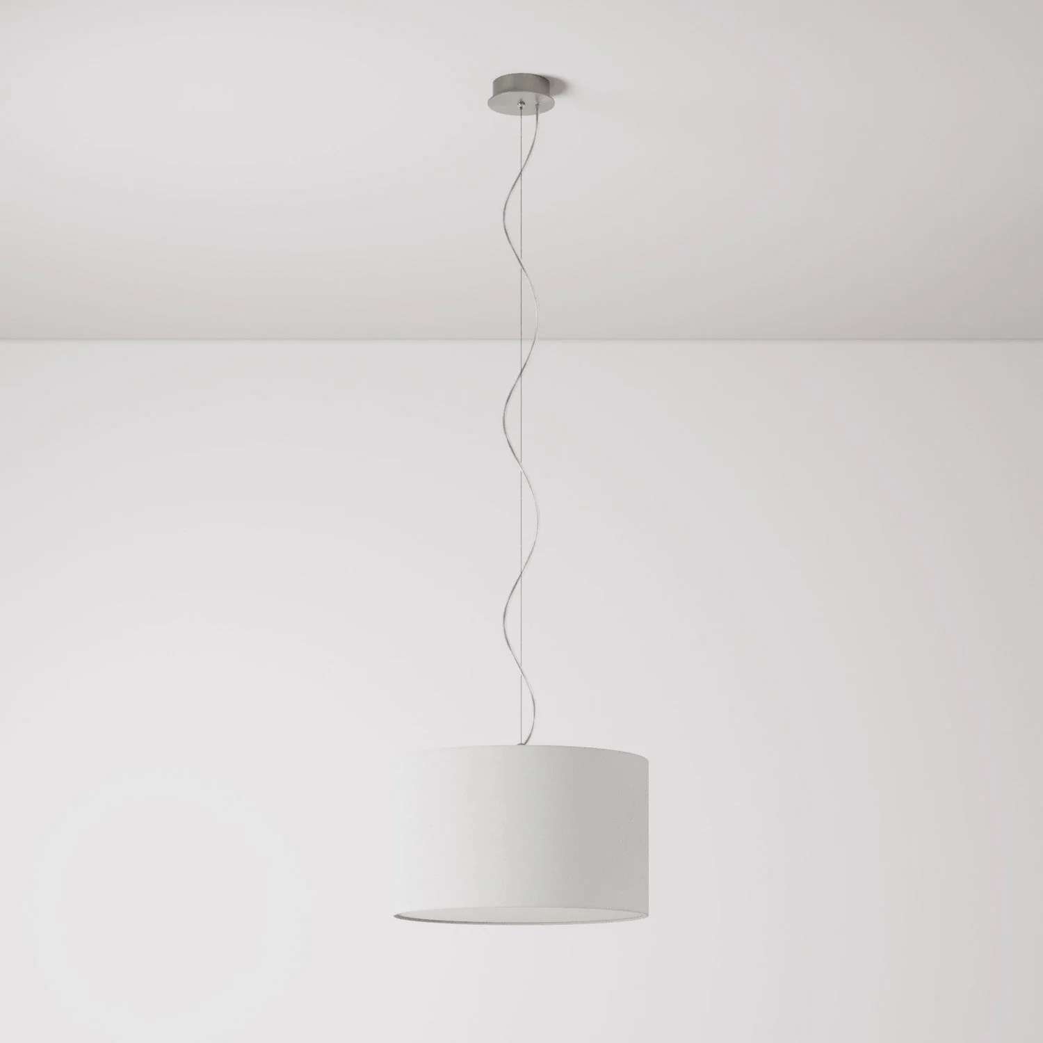 Suspension lamp with Cylindro Small Raw Linen lampshade - Made in Italy - Image 7