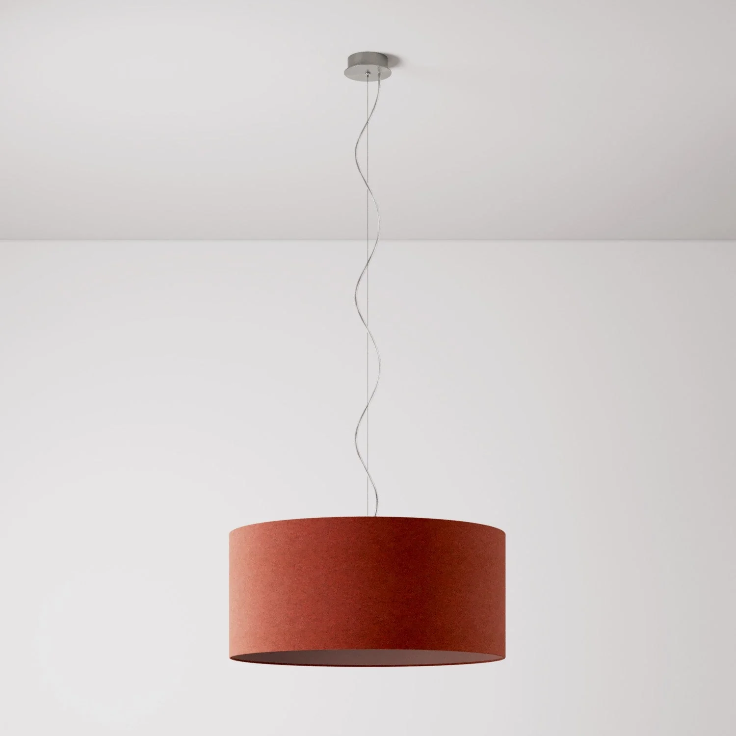 Pendant lamp with Cilindro Large fabric lampshade - Made in Italy - Lobster Wool