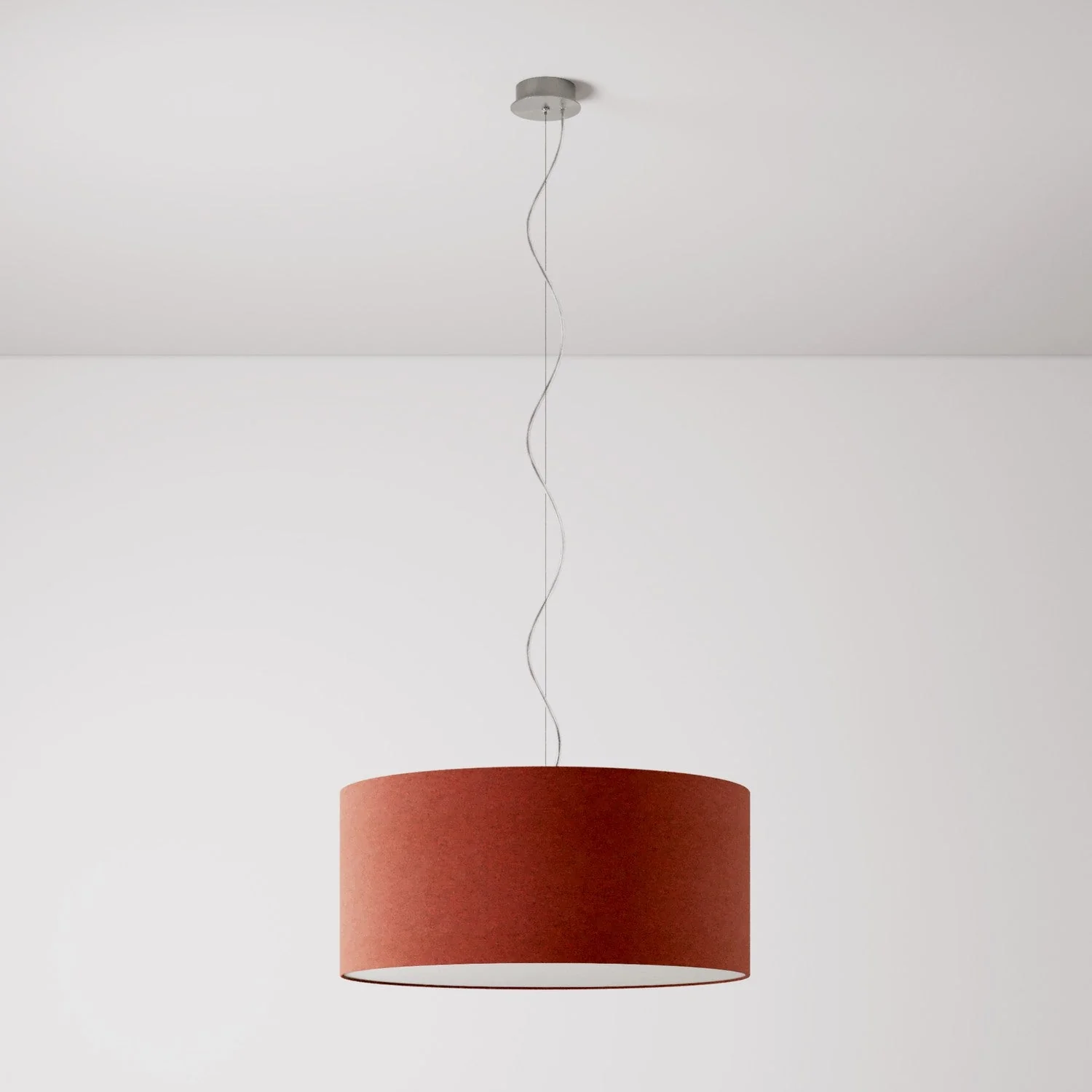 Pendant lamp with Cilindro Large fabric lampshade - Made in Italy - Lobster Wool - Image 7
