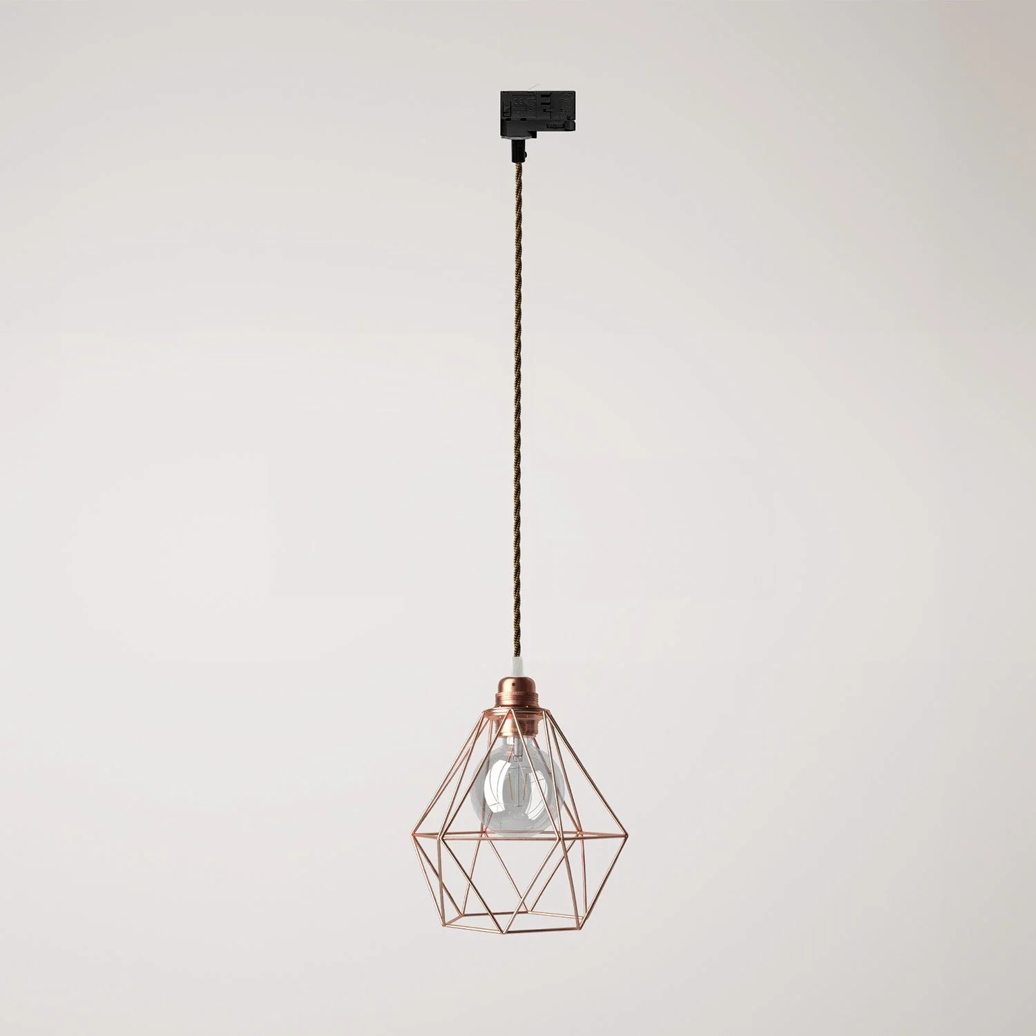 Pendant lamp with Diamond cage lampshade for tracks - Copper