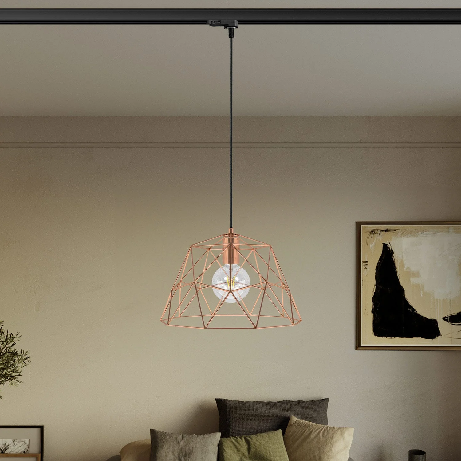 Pendant lamp with Dome lampshade for tracks - Copper - Image 2