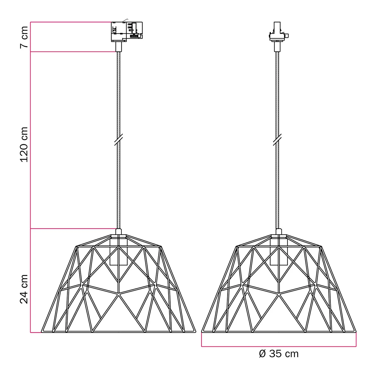 Pendant lamp with Dome lampshade for tracks - Copper - Image 6