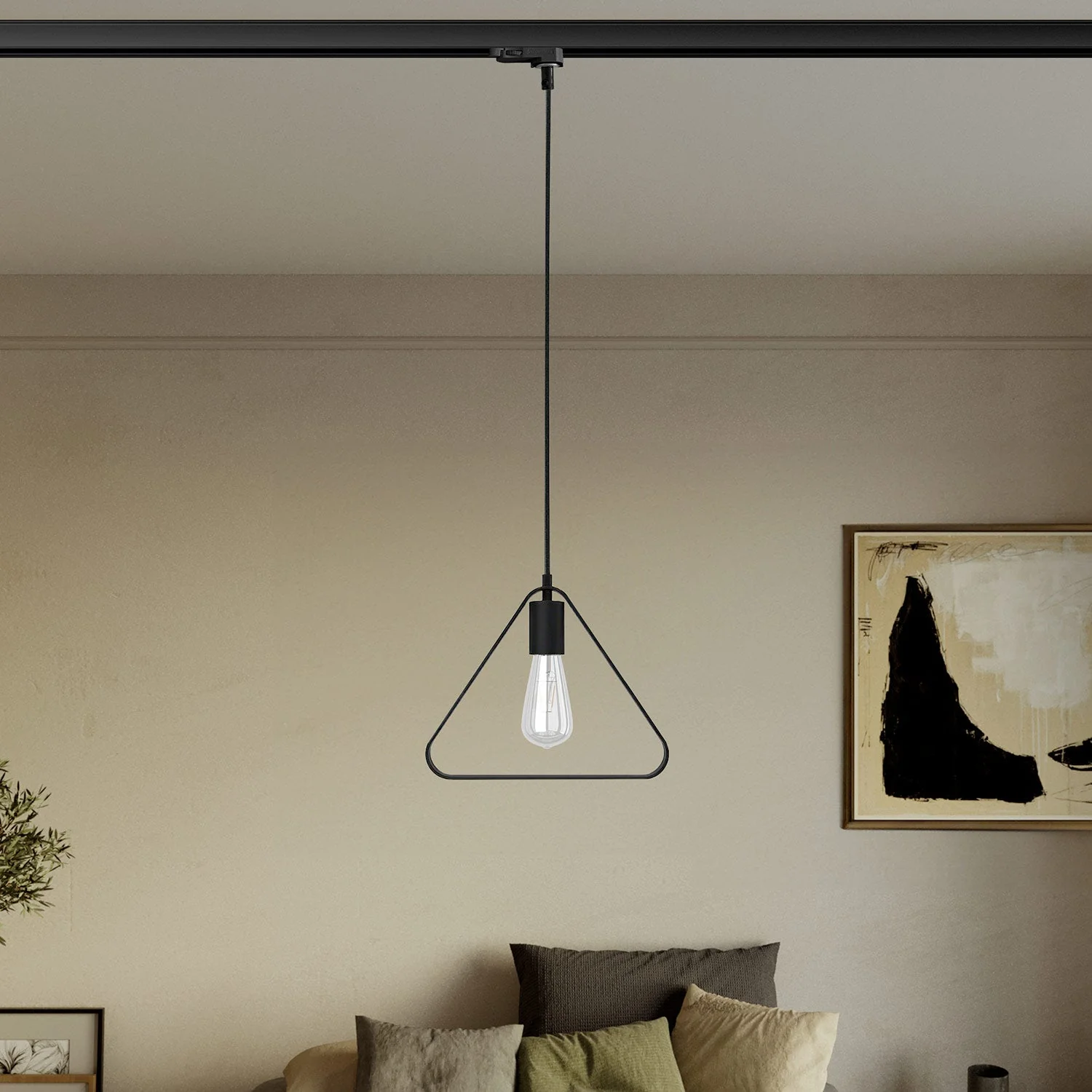 Pendant lamp with Duedì Apex lampshade on tracks - Black - Image 2