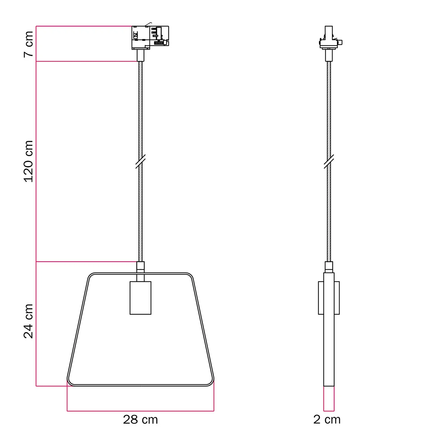 Pendant lamp with Duedì Base lampshade for tracks - Black - Image 6