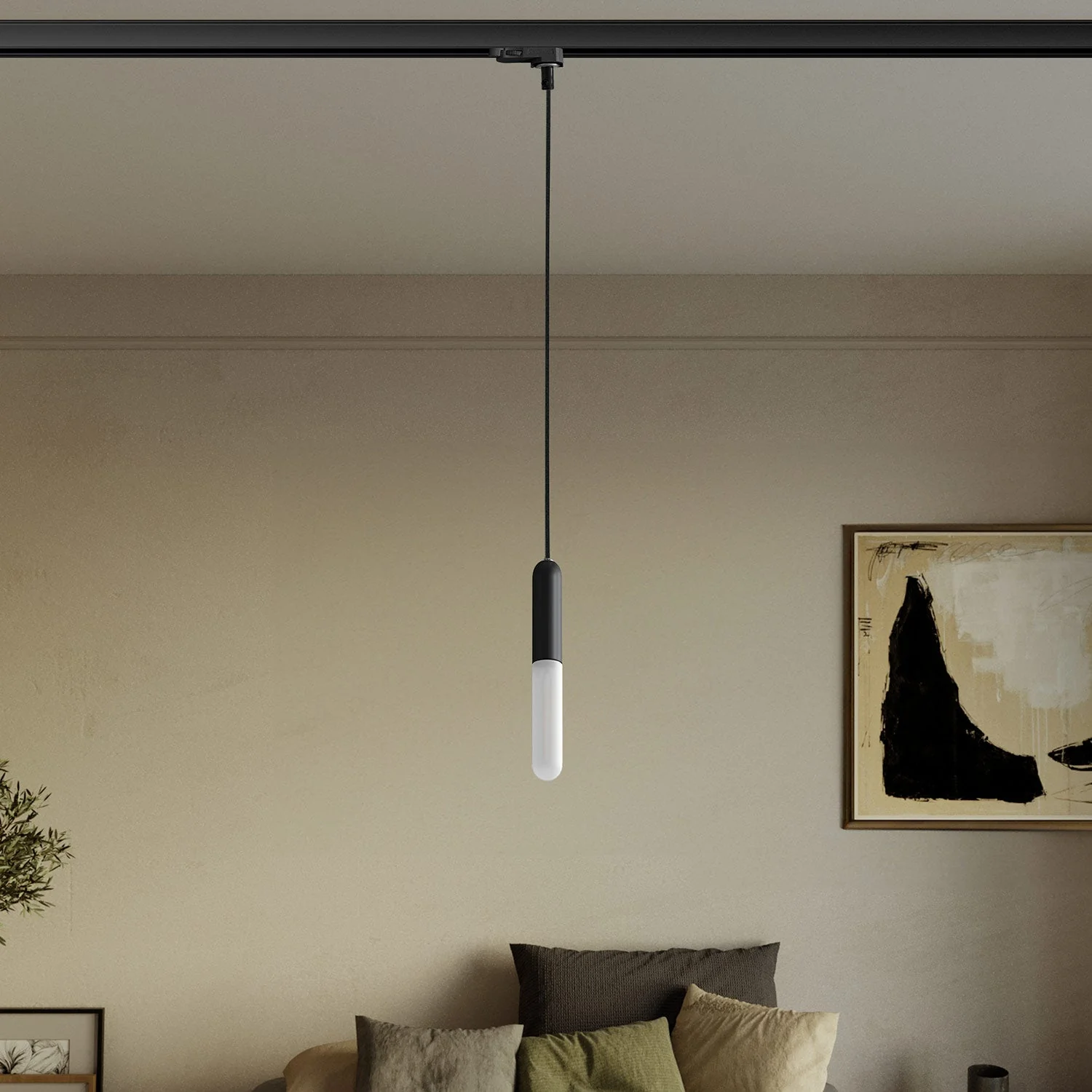 Pendant lamp with E14 P-Light lamp holder for tracks - Black - Image 2
